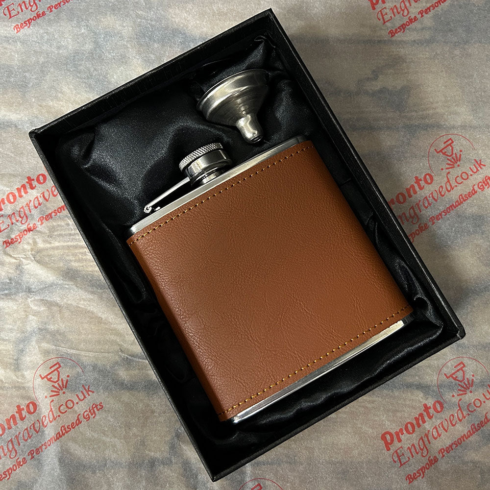 Personalised 2-Tone Hip Flask – Groom Wedding Design - Choice of 3 Colours
