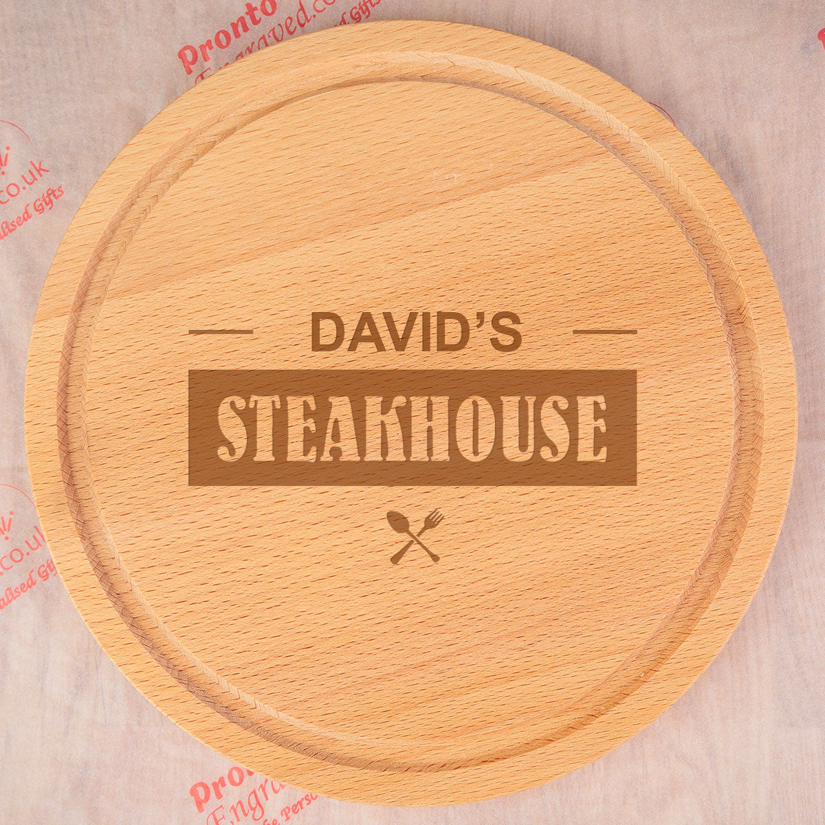 Personalised Round Bamboo Steak Chopping Board