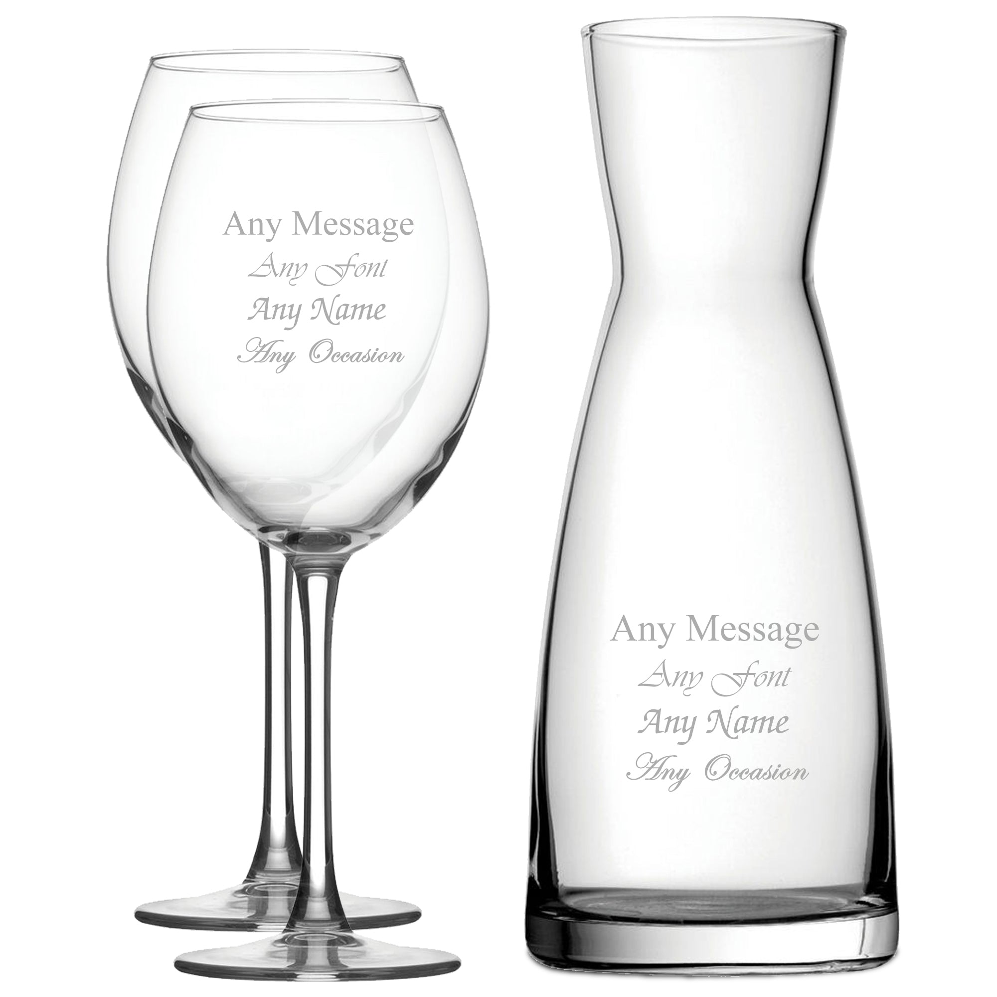 Personalised Engraved Set of 2 Enoteca Wine Glass and Contemporary Carafe Set Image 1