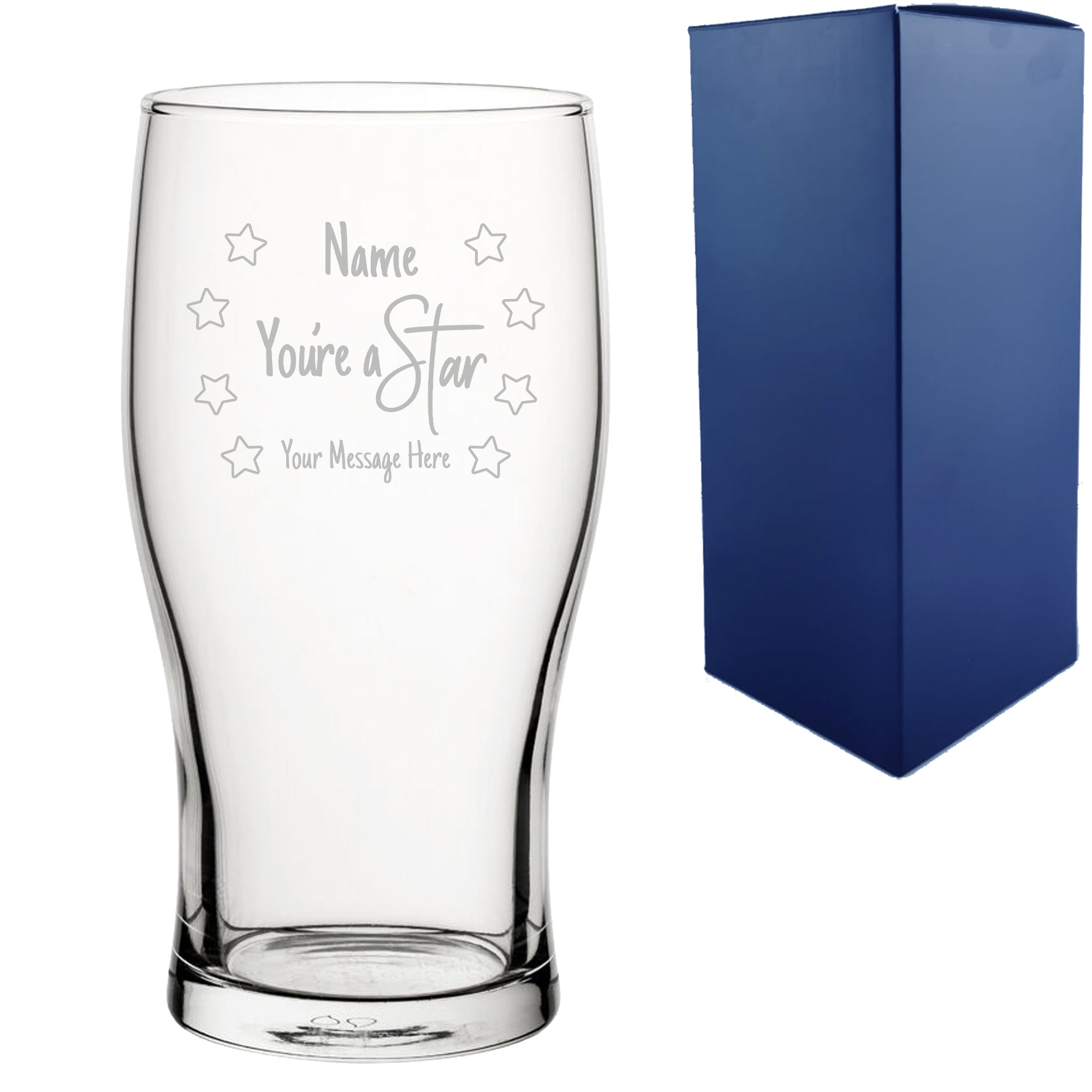 Engraved Pint Glass with You're A Star Design Image 1