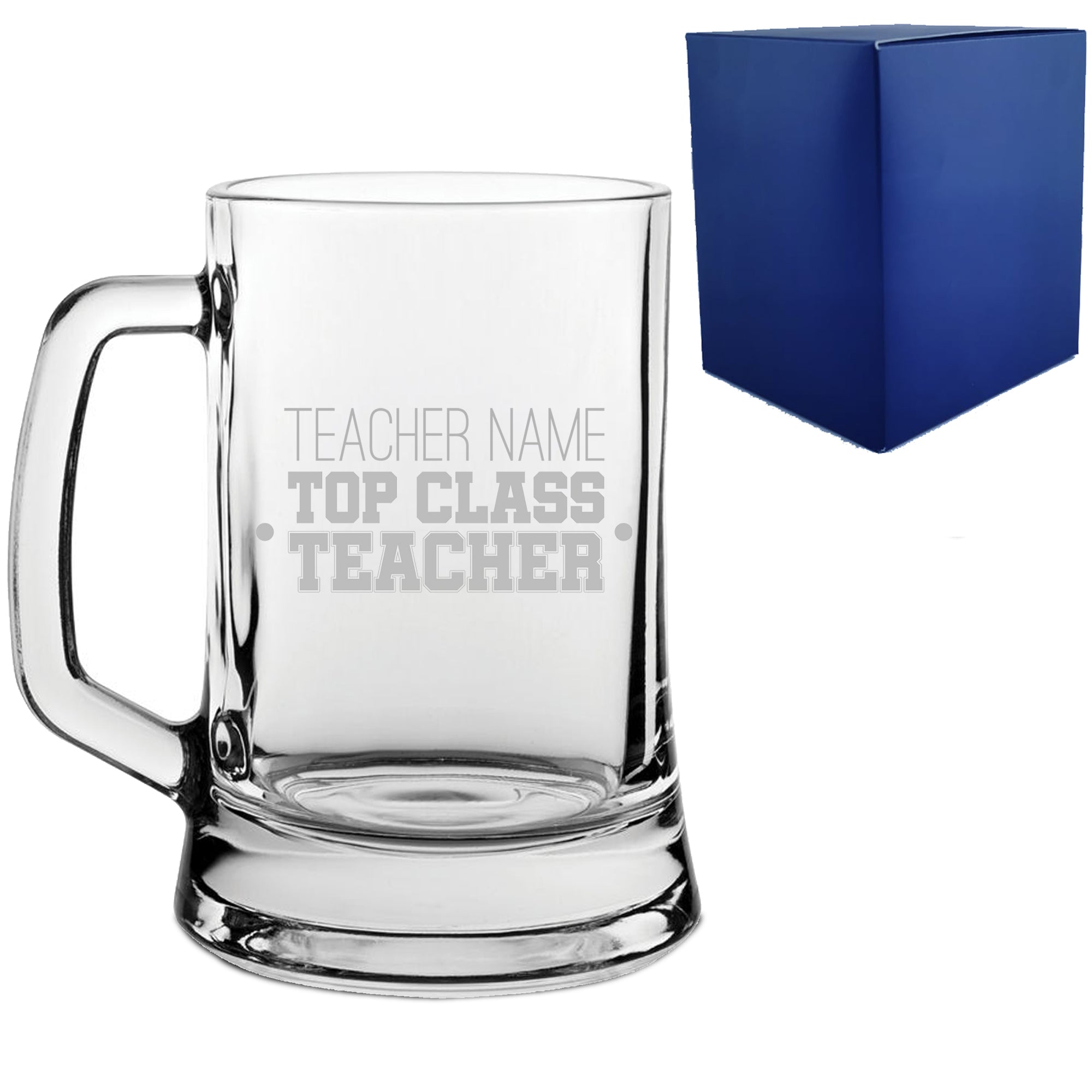 Engraved Teacher Beer Mug Stein with Top Class Teacher Design Image 1