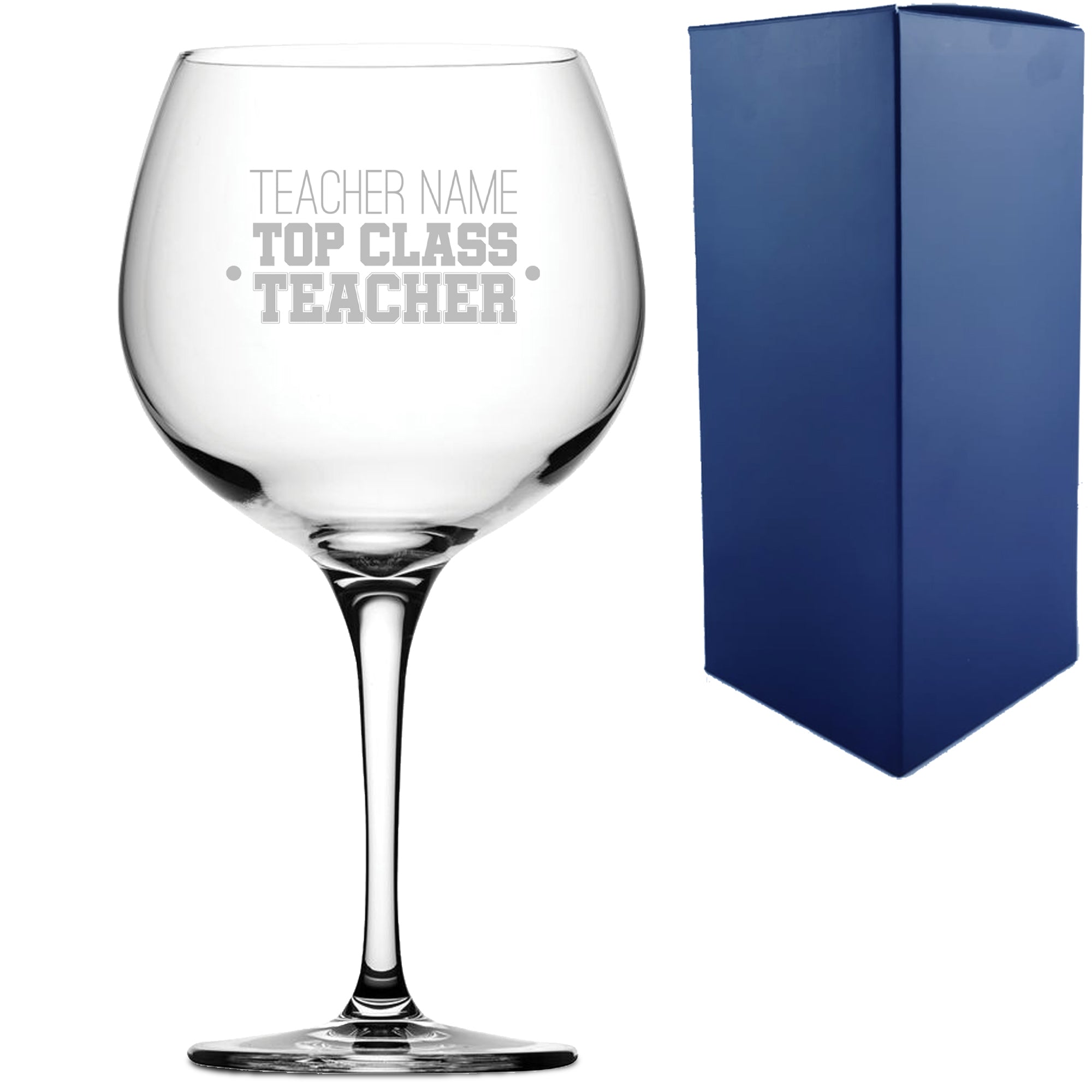 Engraved Gin Cocktail Glass with Top Class Teacher Design Image 1