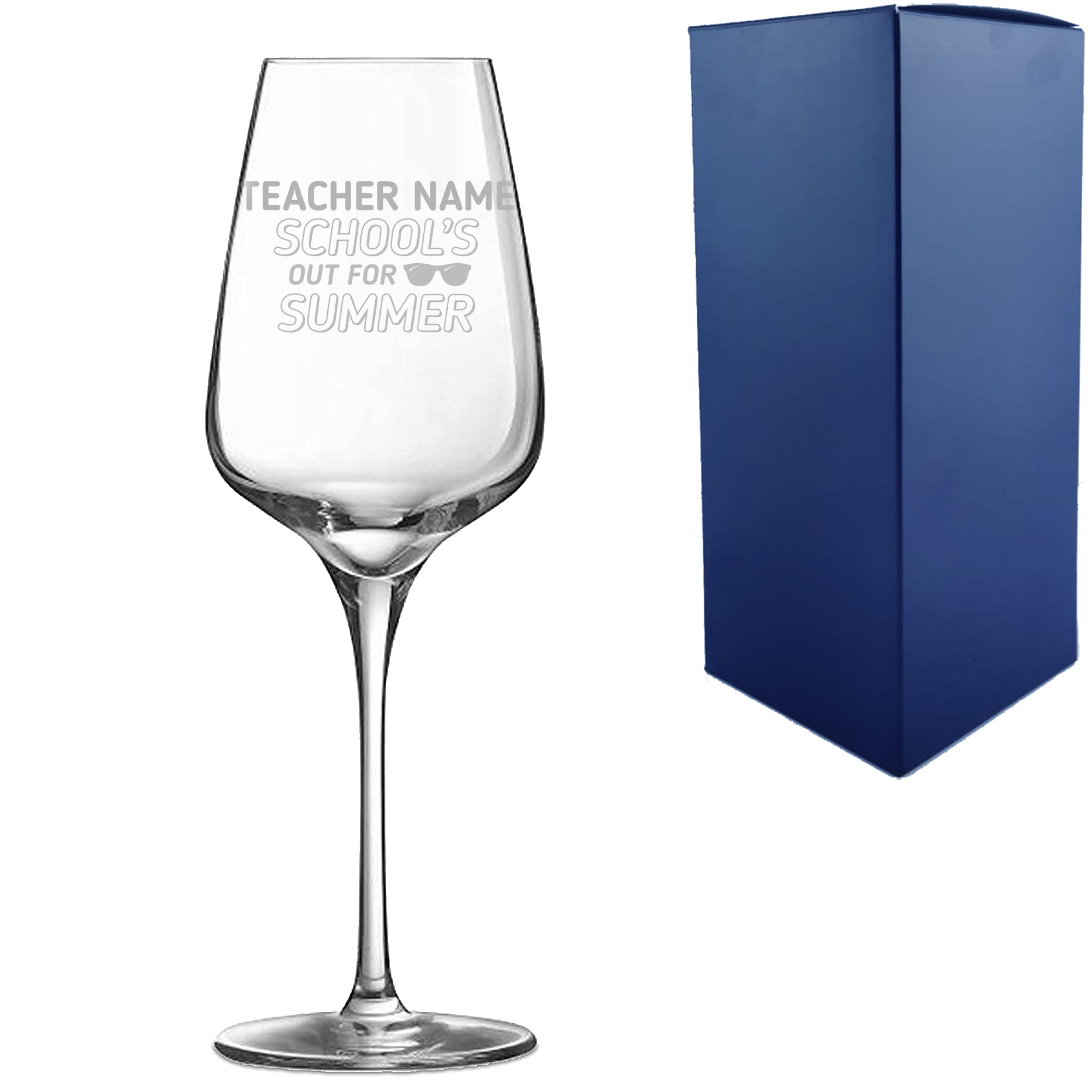 Engraved Teacher Wine Glass with School's Out For Summer Design Image 1