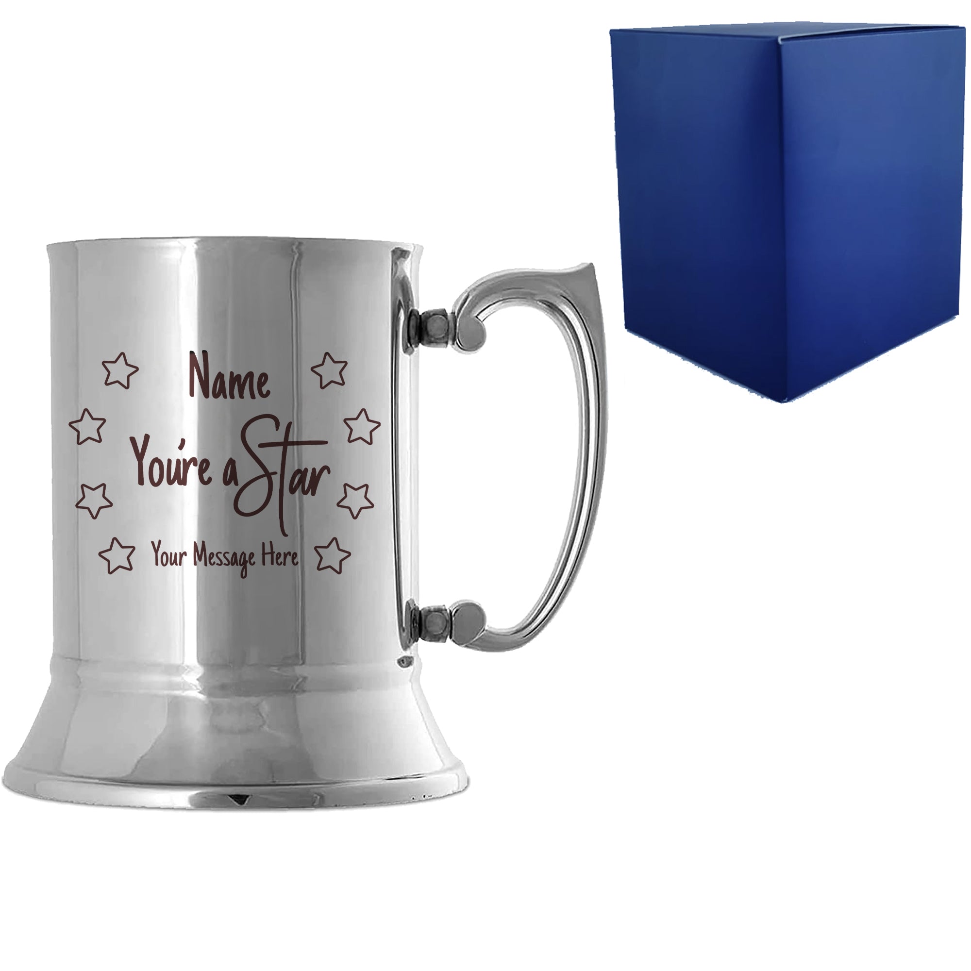Engraved Stainless Steel Tankard with You're A Star Design Image 1