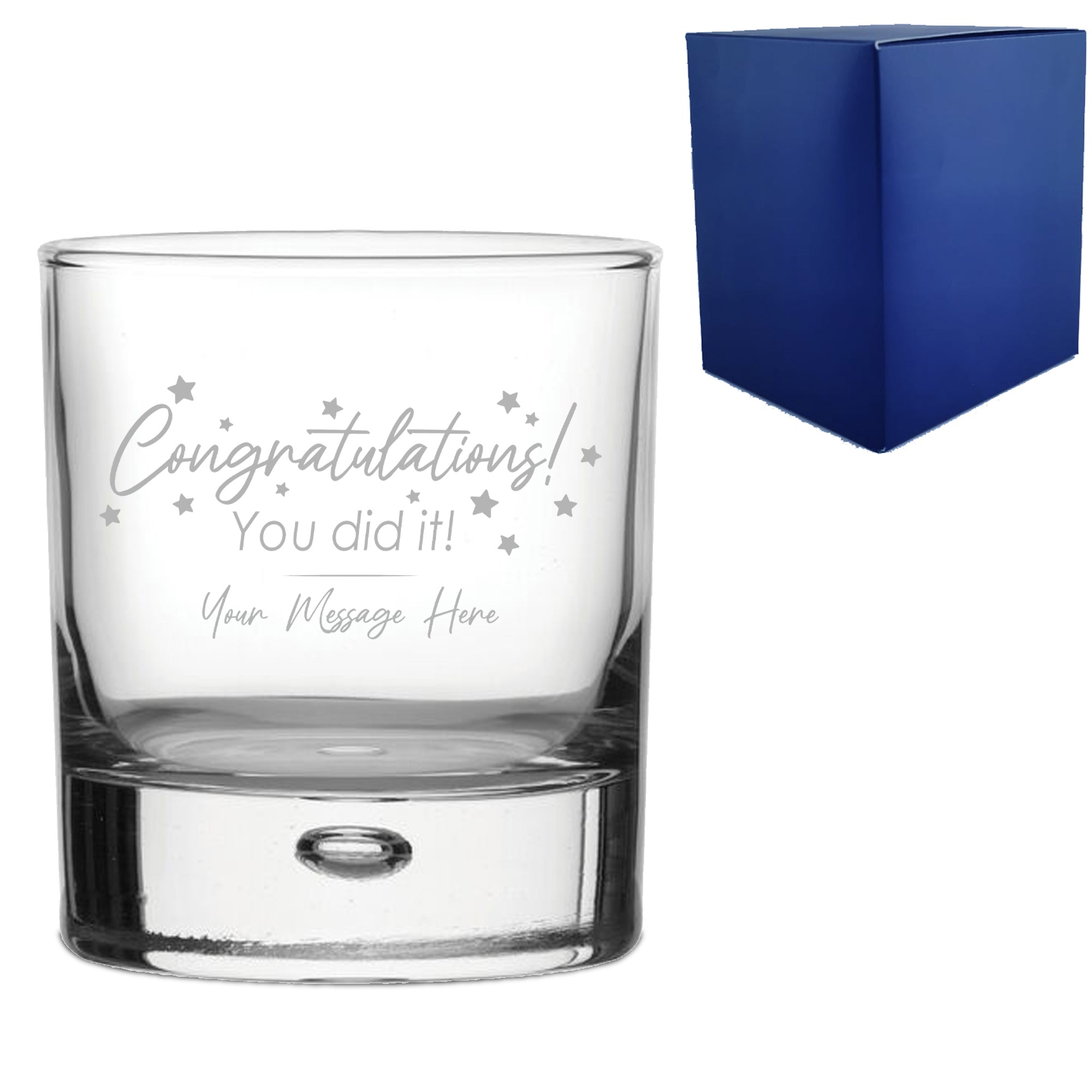 Personalised Engraved Whisky Tumbler with 'Congratulations You Did It' Design, Personalise with Any Name or Message Image 1