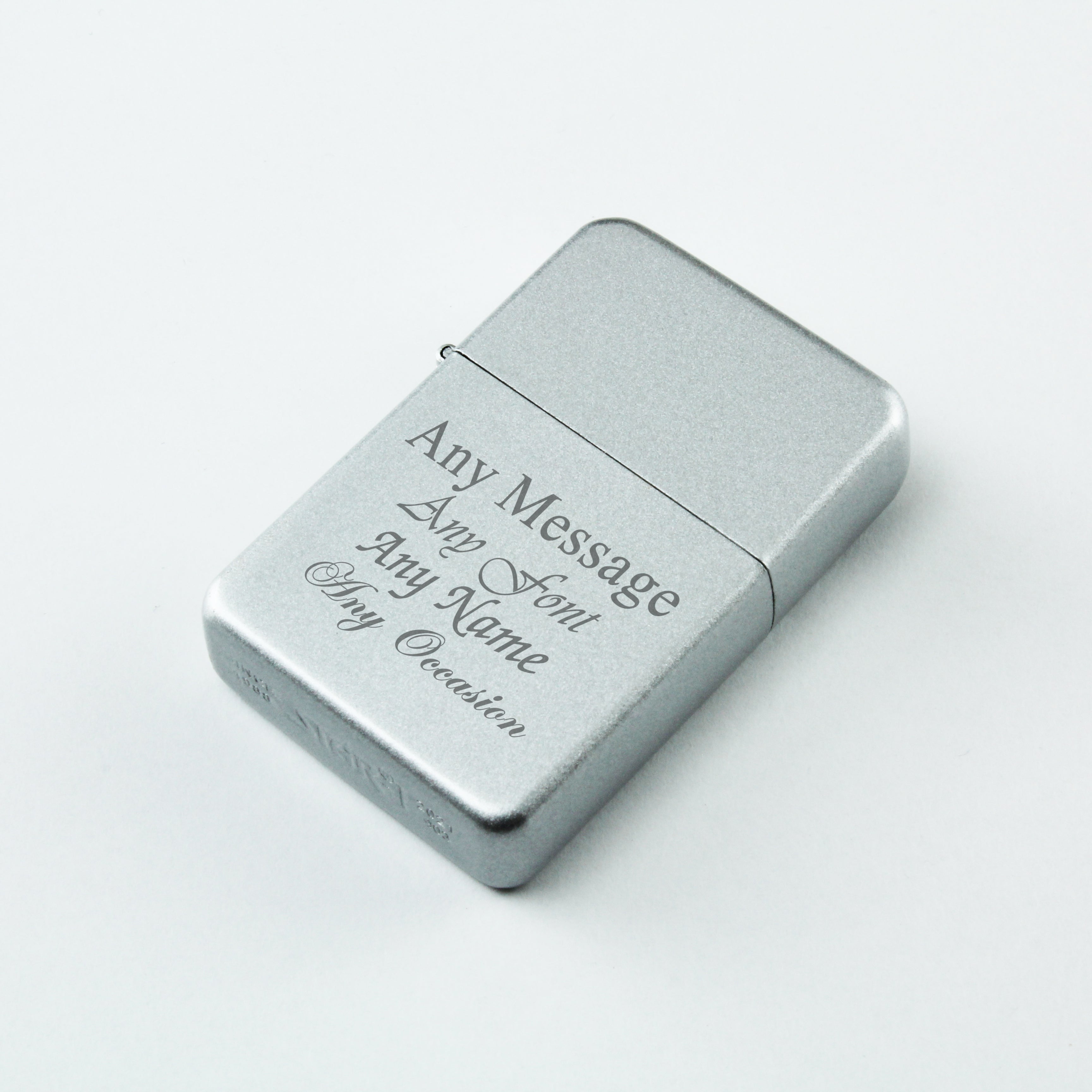 Engraved Pearl Silver Painted Lighter, Add Any Comes with Message, Metal Tin Gift Box Image 1