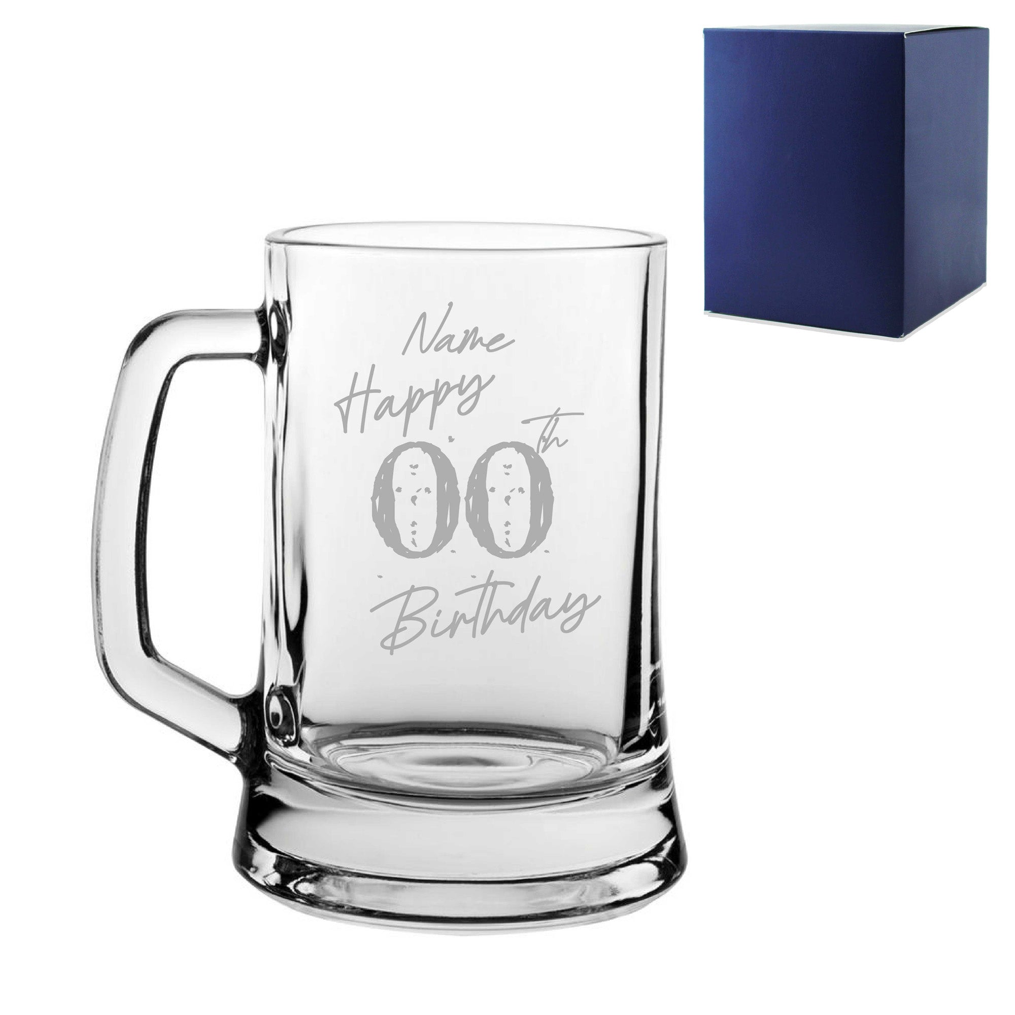 Engraved Tankard Beer Mug Stein Happy 20,30,40,50... Birthday Speckled Design Gift Boxed Image 2