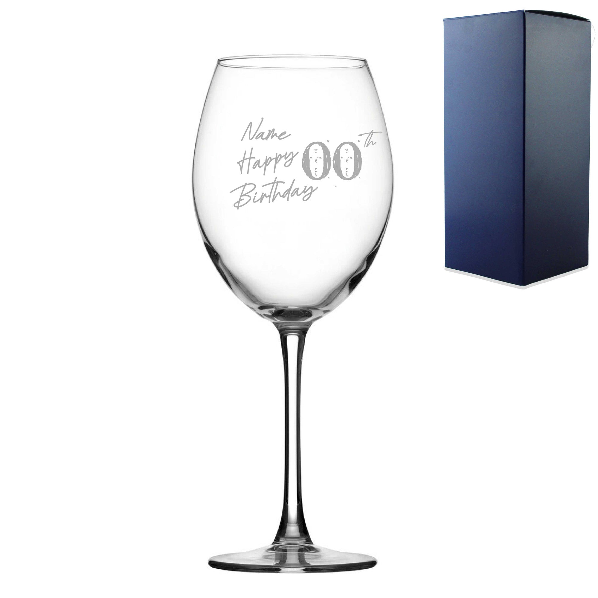 Engraved Enoteca Wine Glass Happy 20,30,40,50...Birthday Speckled, Gift Boxed Image 2