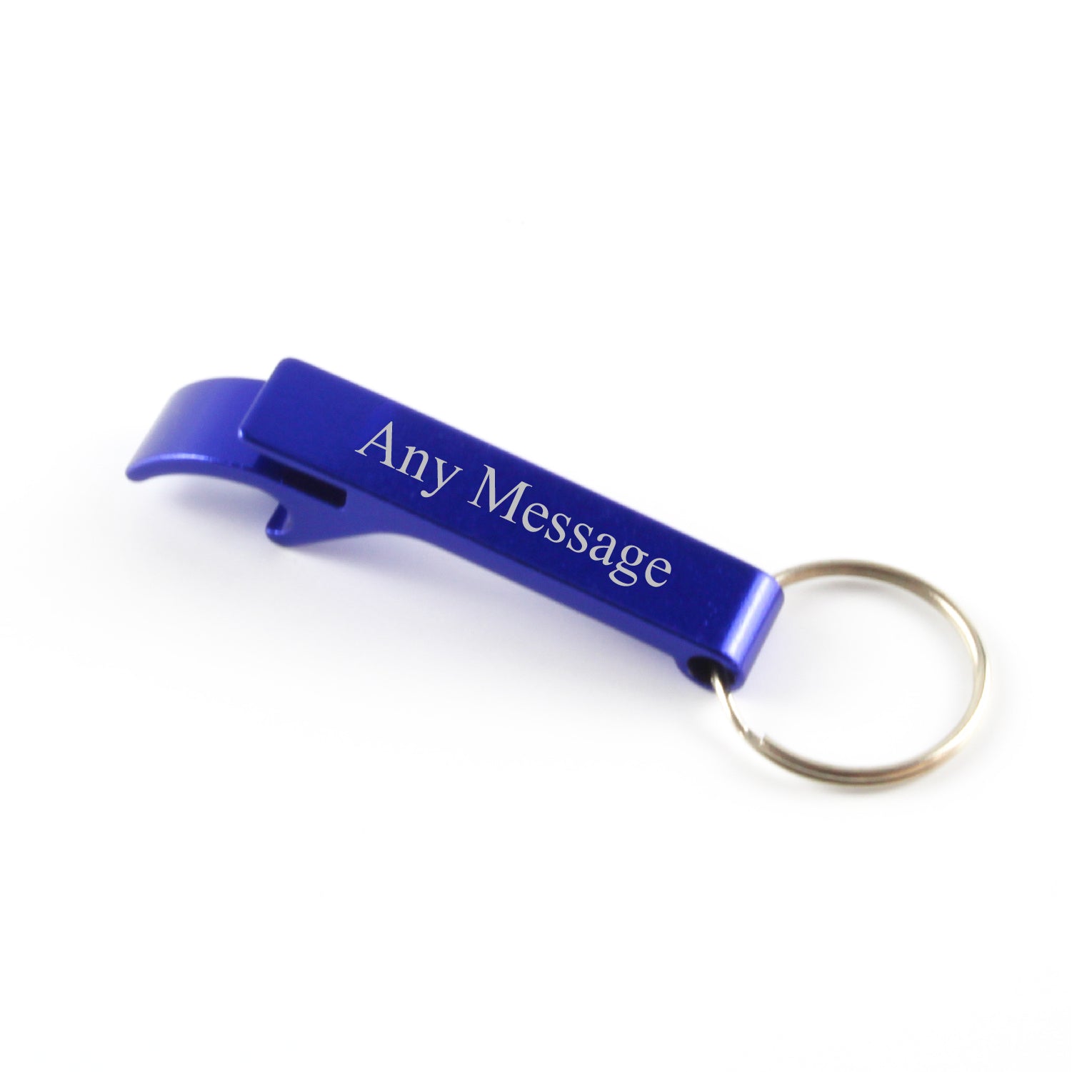 Engraved Blue Keyring Bottle Opener Any Message Design Image 1