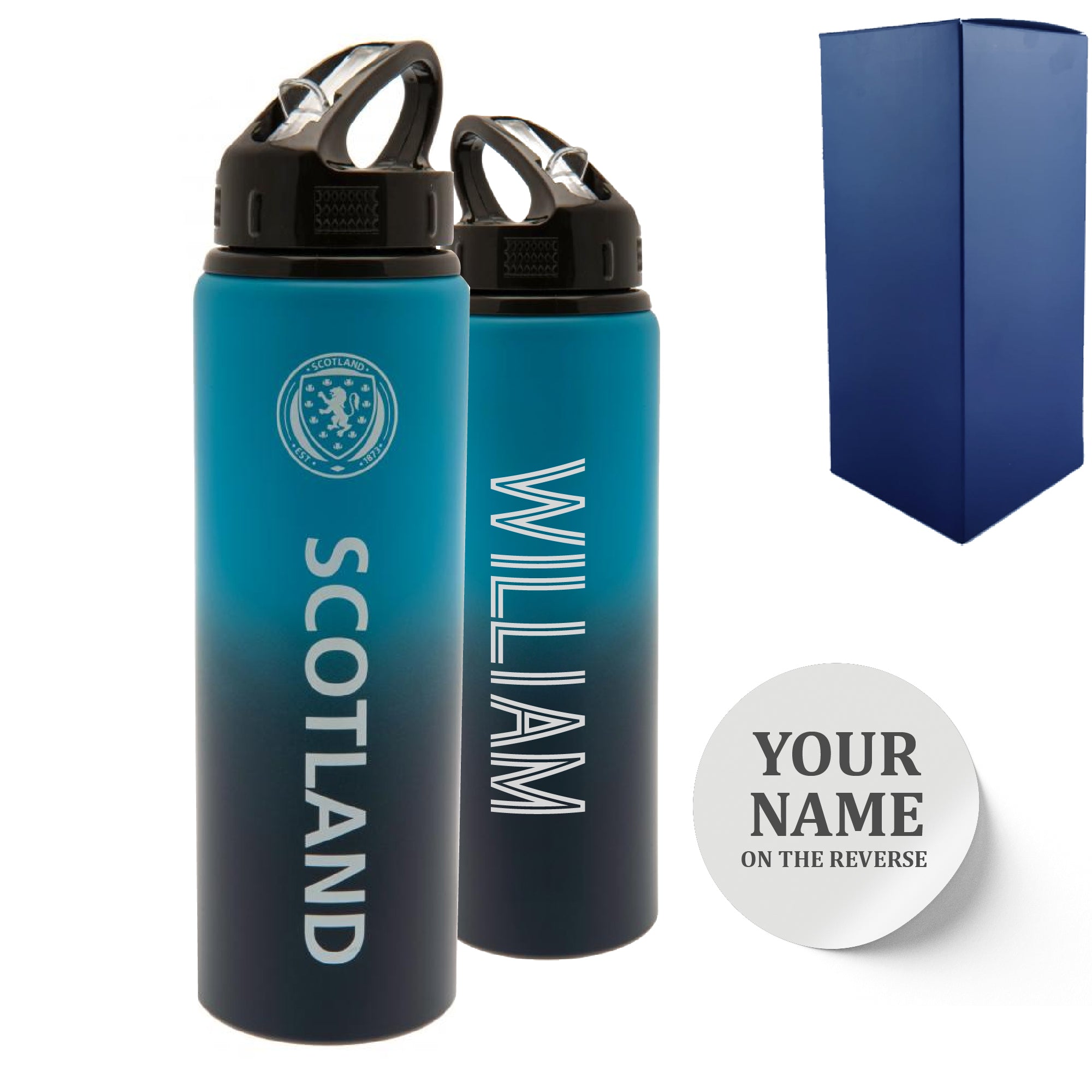 Official Printed Metal Scottland Bottle, Personalise Any Name, Gift Boxed Image 1
