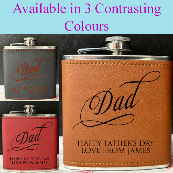 Personalised 2-Tone Hip Flask – Father's Day - 3 Colours Available
