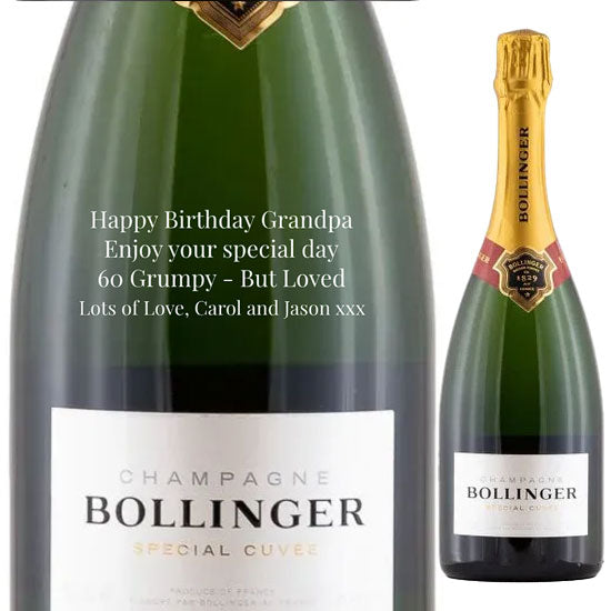 Personalised Bollinger Special Cuvee Champagne 75cl