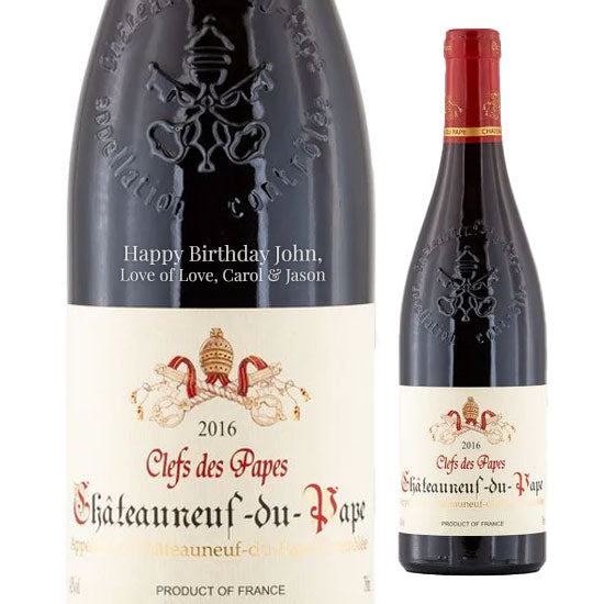 Personalised Chateauneuf du Pape 75cl Engraved Red Wine