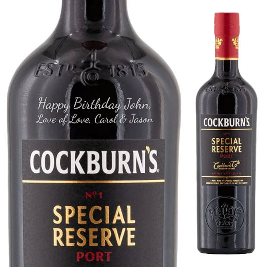 Personalised Cockburns Special Reserve Port Wine 75cl Engraved Port