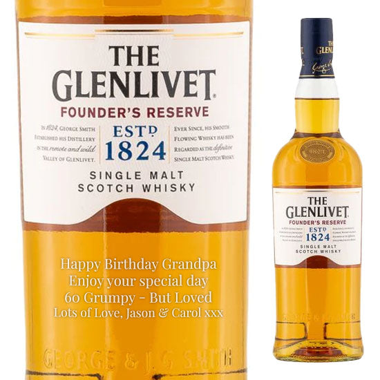 Personalised Glenlivet Founders Reserve Whisky 70cl