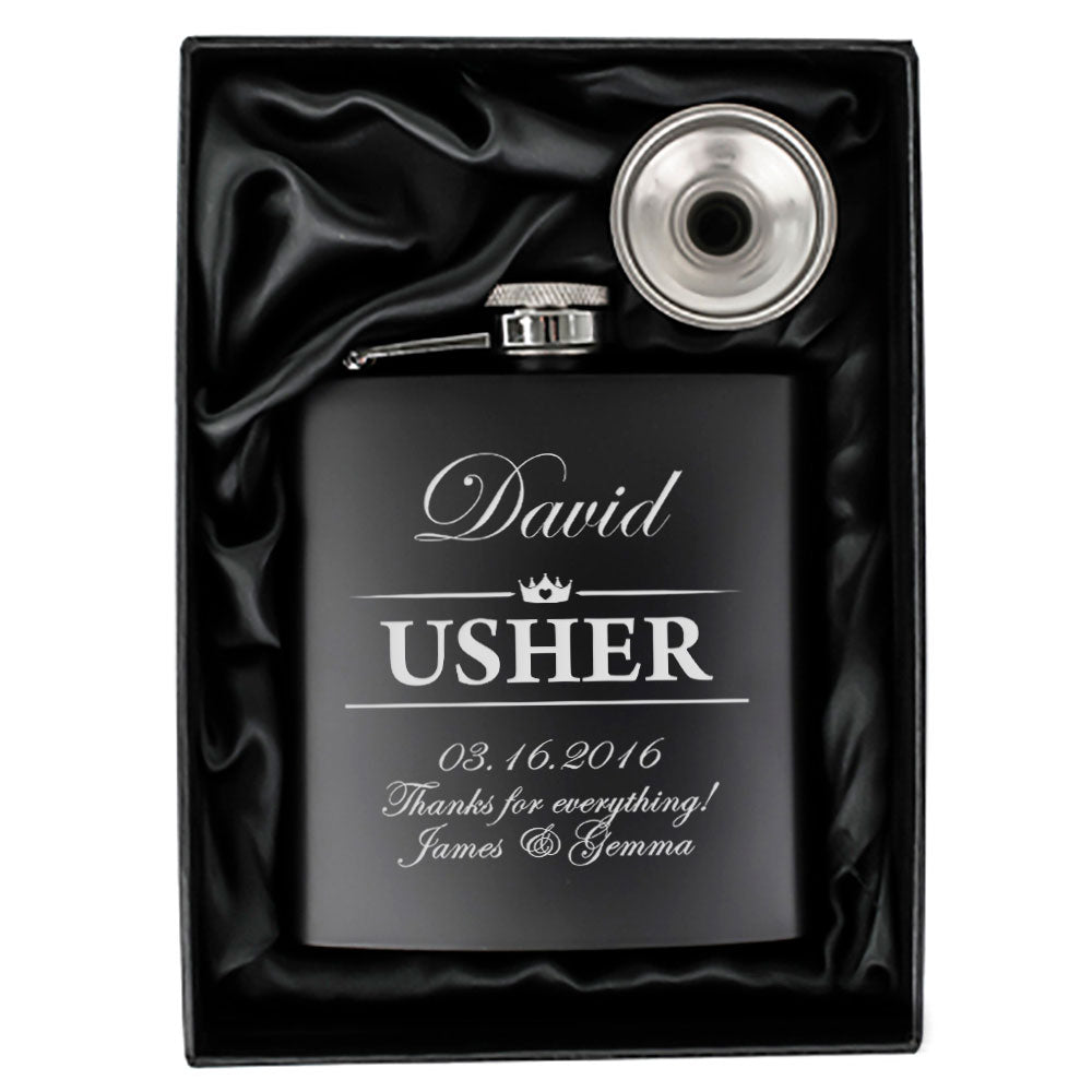 Personalised Metal Hip Flask – Usher Design