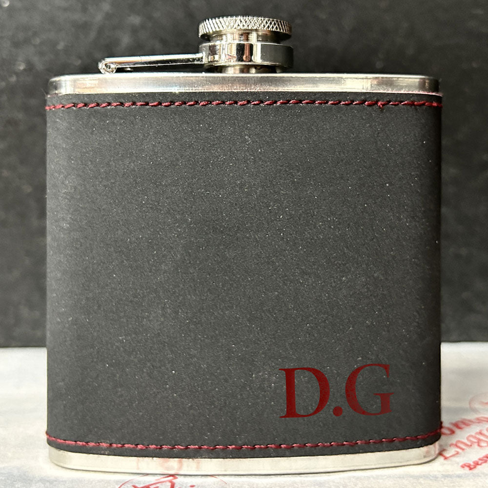Personalised 2-Tone Hip Flask – Bottom Initials - Choice of 3 Colours