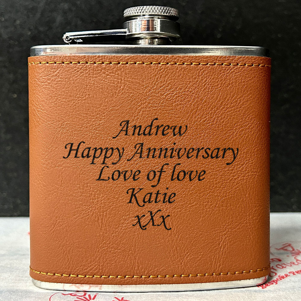 Personalised 2-Tone Hip Flask – Free Text - Choice of 3 Colours