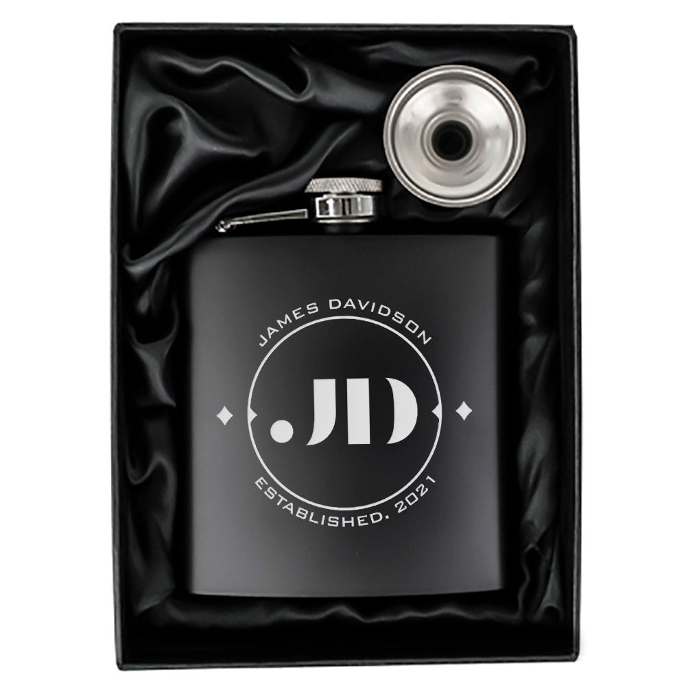 Personalised Metal Hip Flask – Established Initials