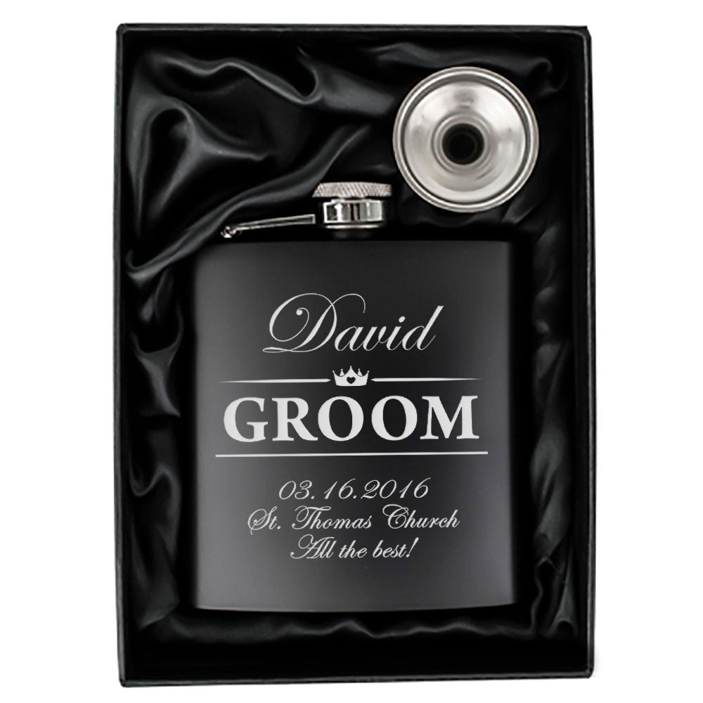 Personalised Metal Hip Flask – Groom Design