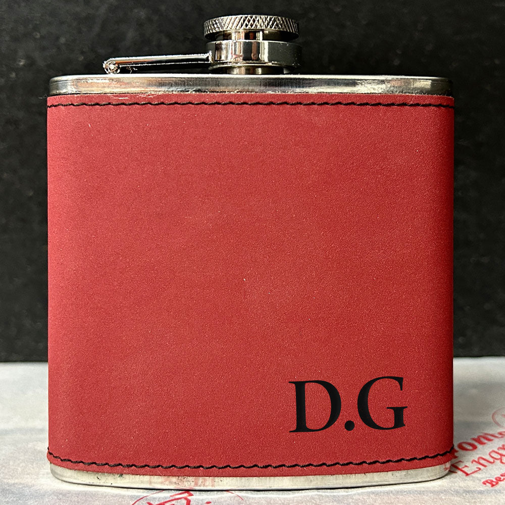 Personalised 2-Tone Hip Flask – Bottom Initials - Choice of 3 Colours