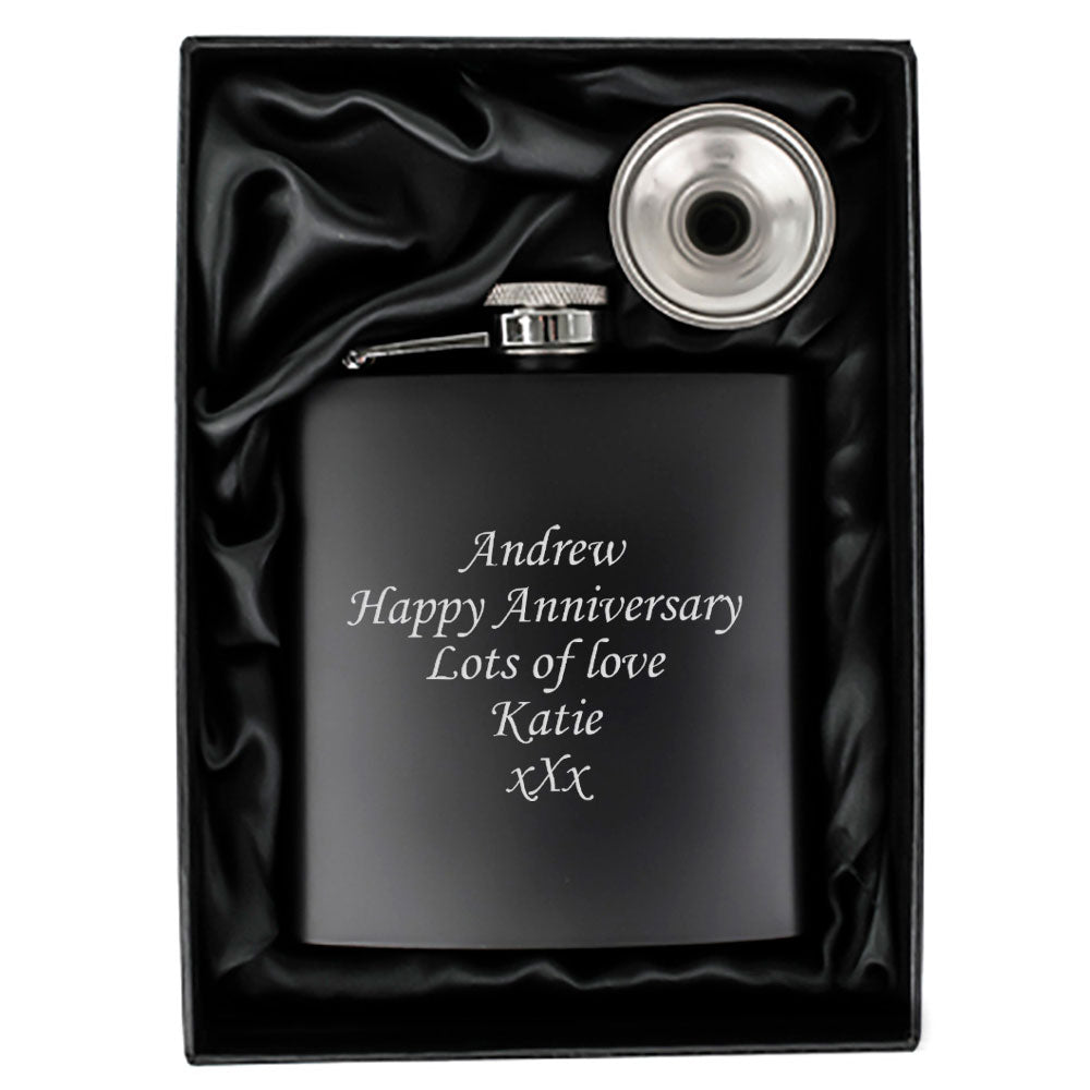 Personalised Metal Hip Flask – 5 Line Message