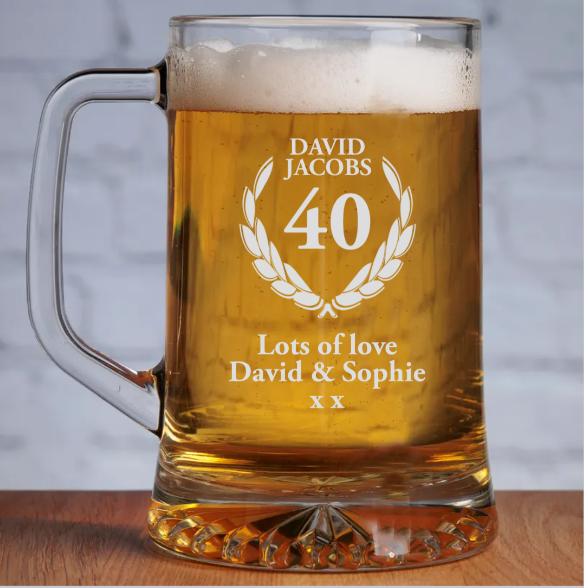 Personalised Glass Tankard - Birthday Year Design