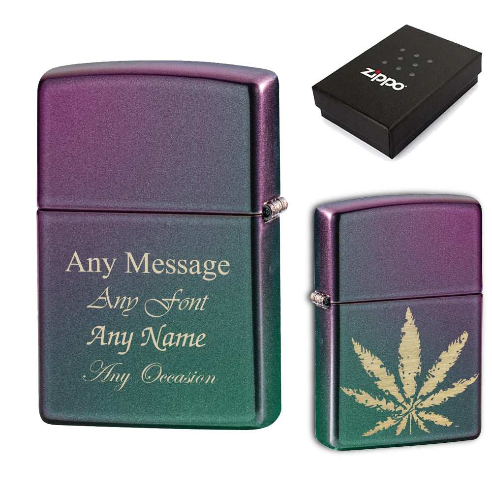 Engraved Iridescent Leaf Official Zippo Windproof Lighter Image 1