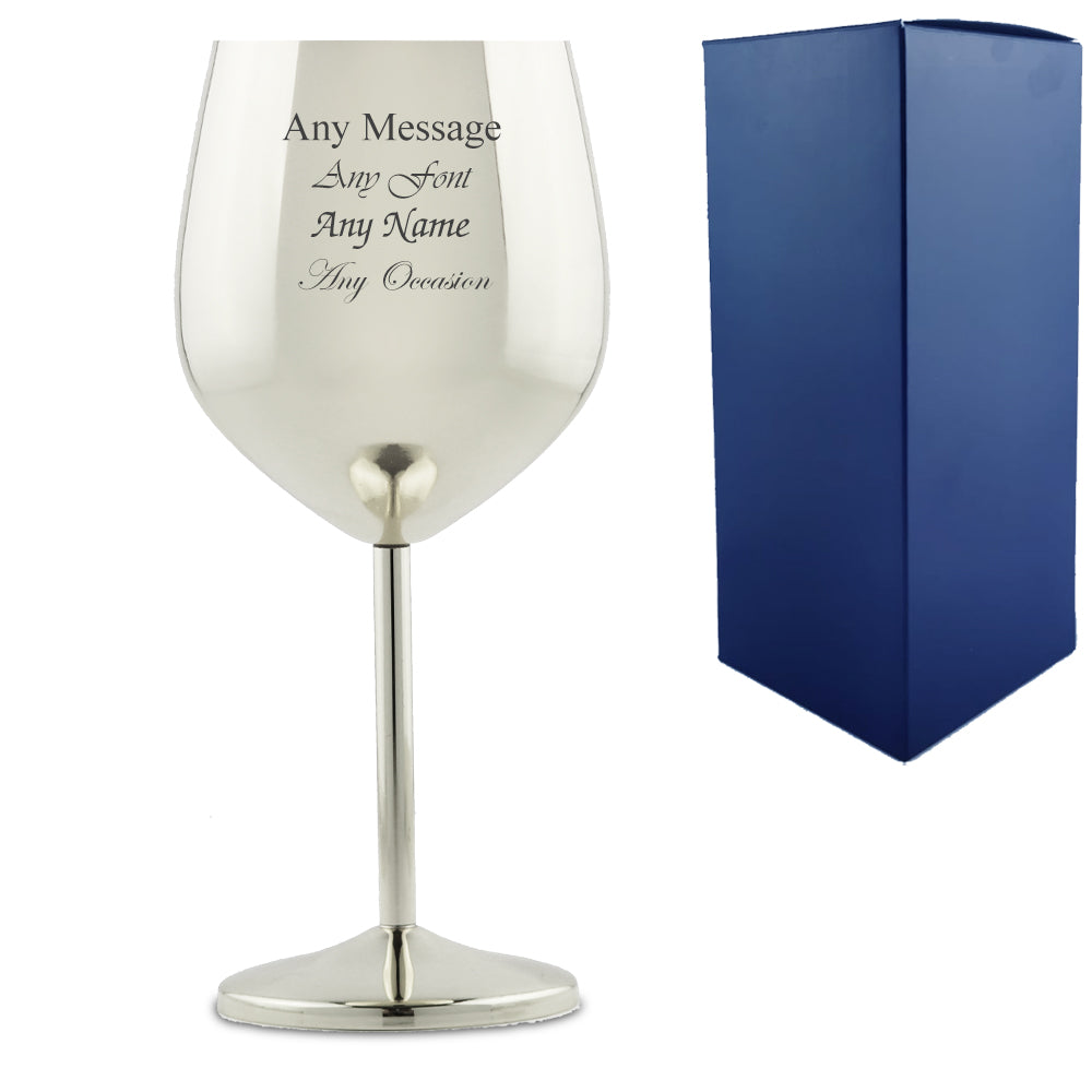 Engraved Silver Metal Wine Glass Image 2