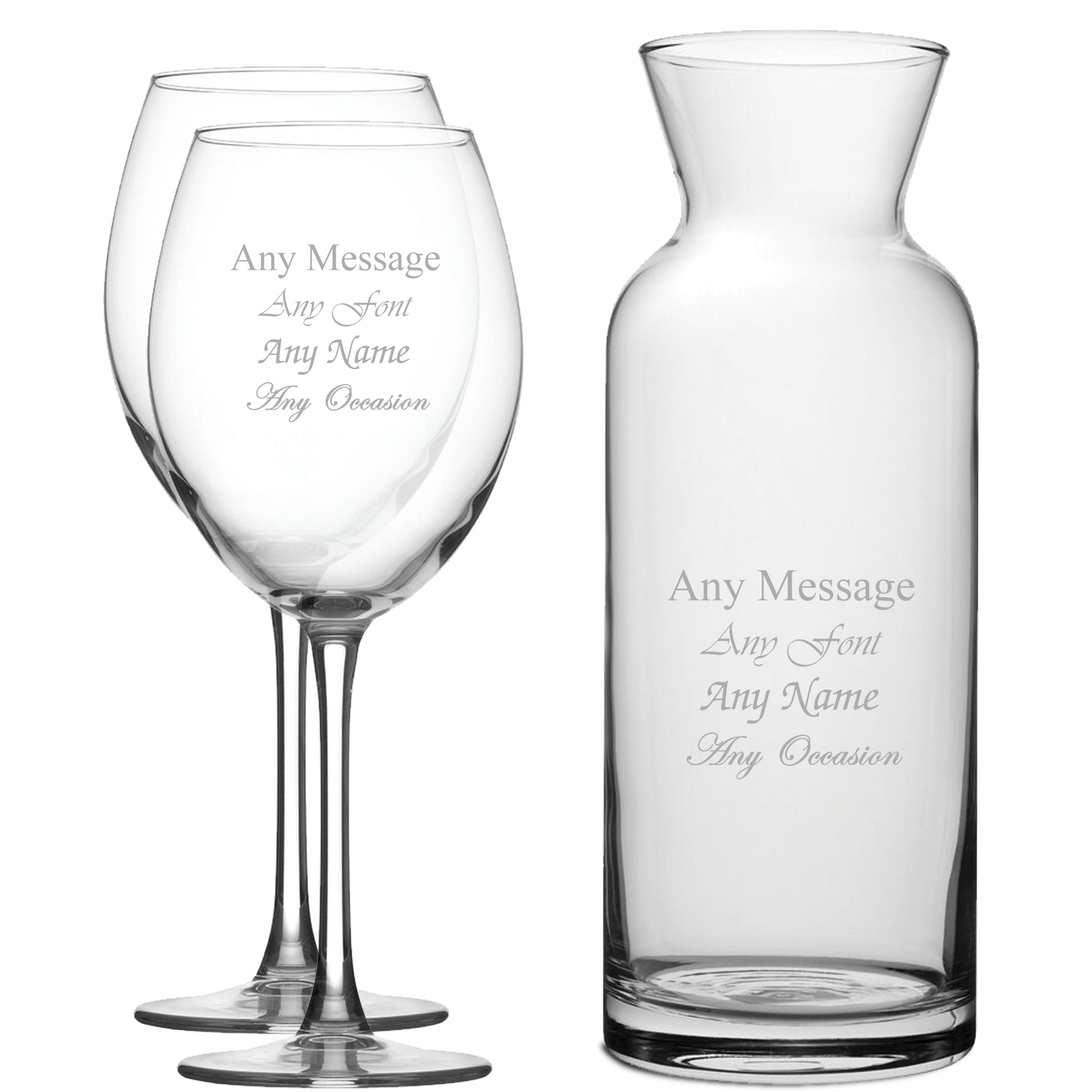 Personalised Engraved Set of 2 Enoteca Wine Glass and Village Carafe Set Image 1