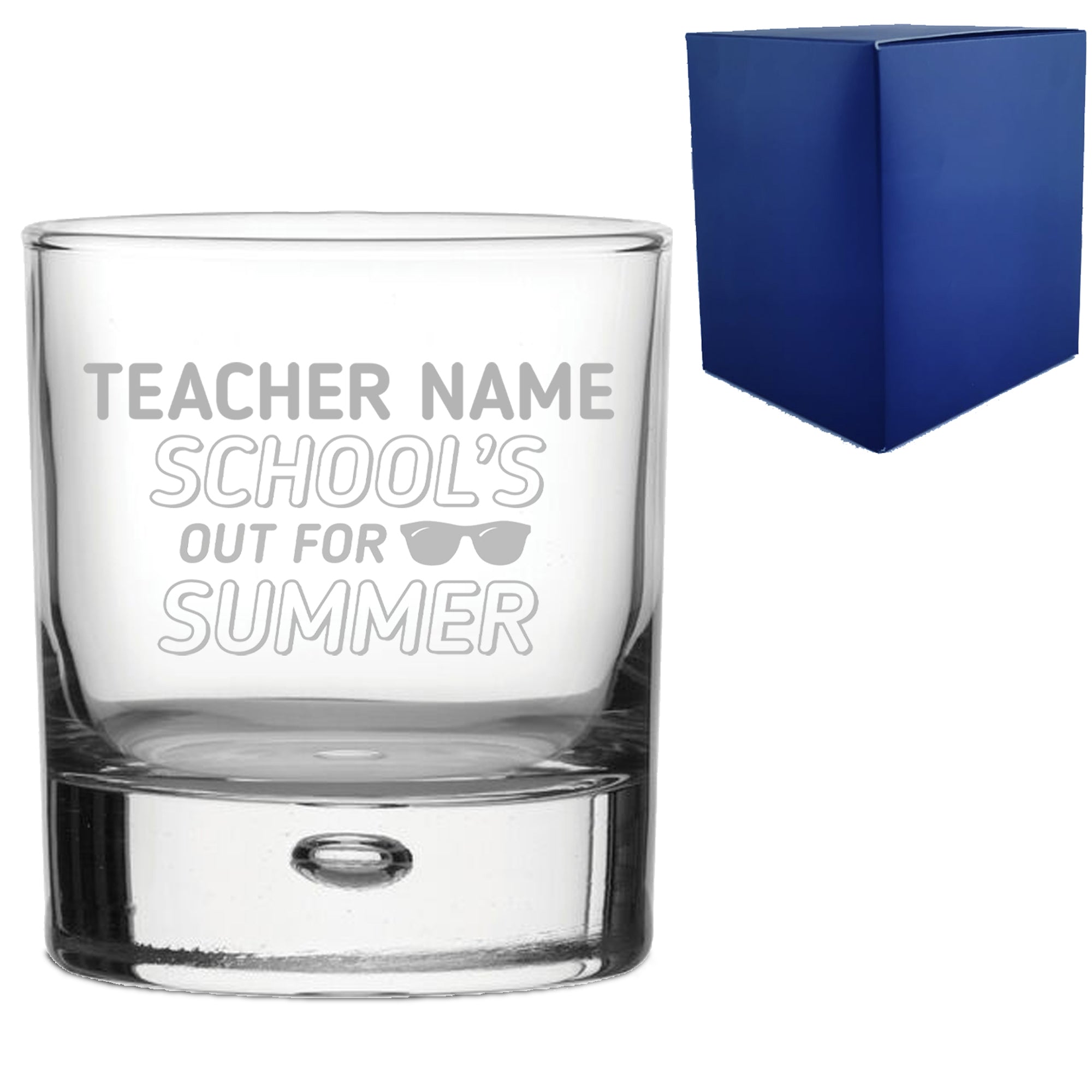 Engraved Teacher Whisky Glass with School's Out For Summer Design Image 1