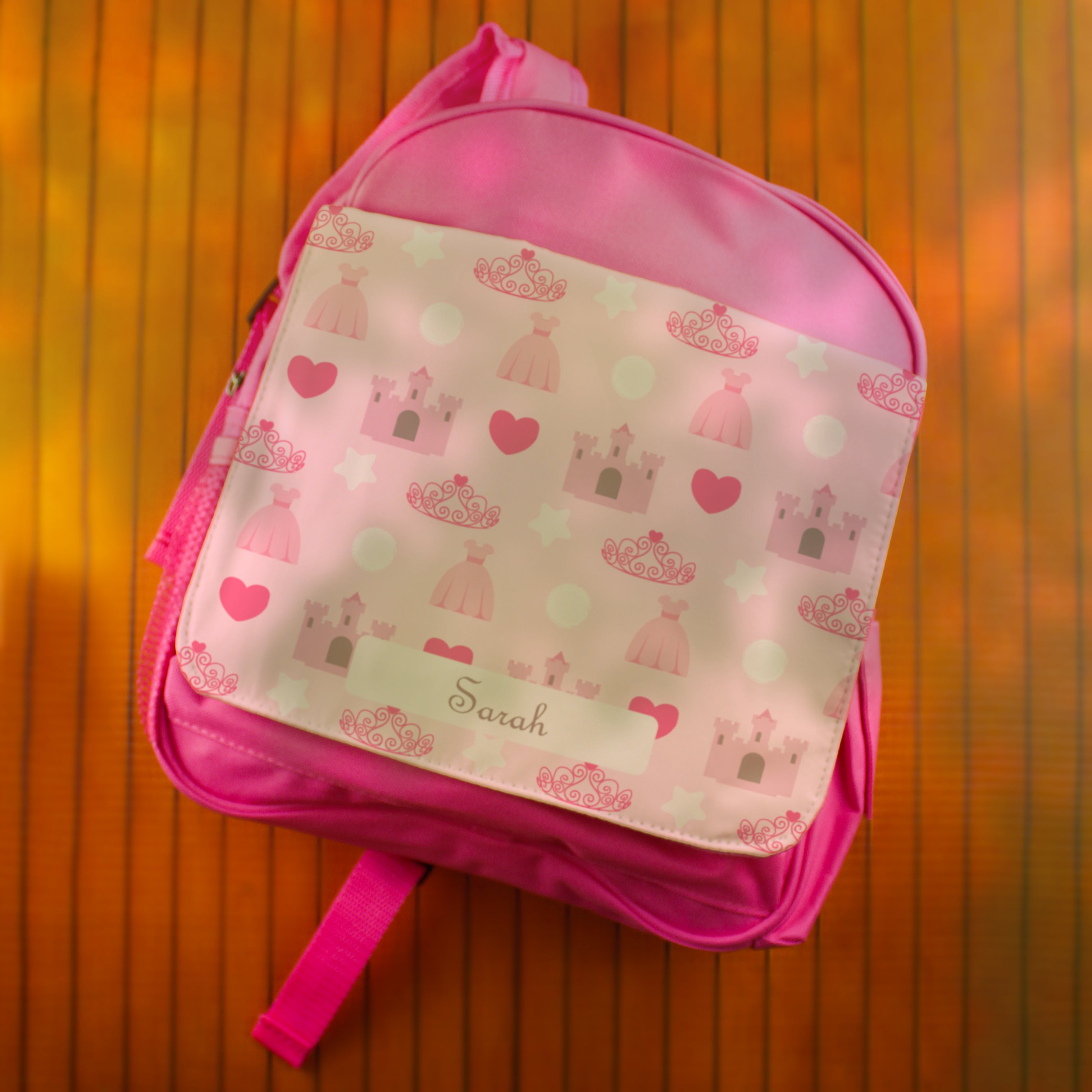 Printed Kids Pink Backpack with Princess Design, Customise with Any Name Image 4