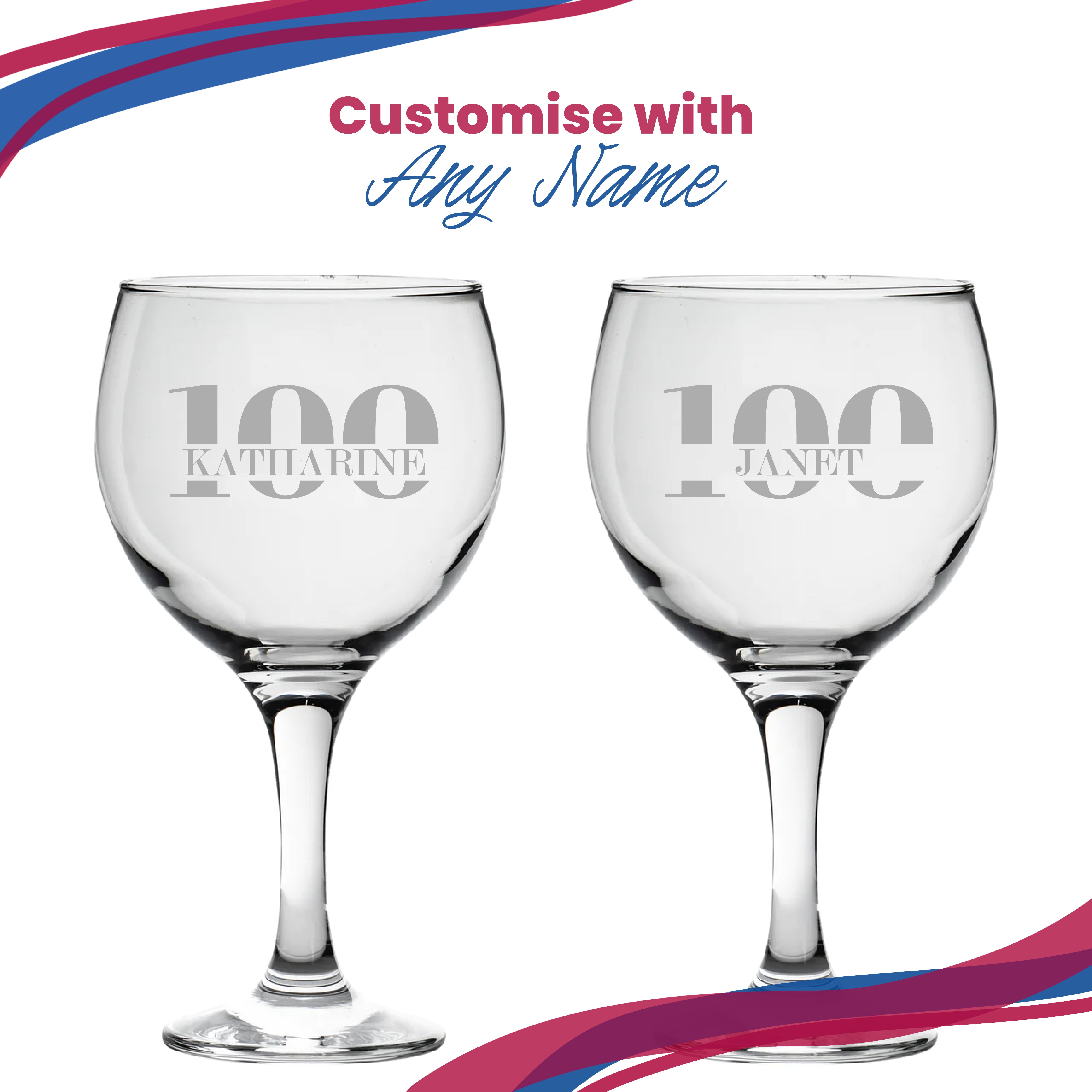 Engraved Gin Balloon Cocktail Glass with Name in 100 Design Image 5