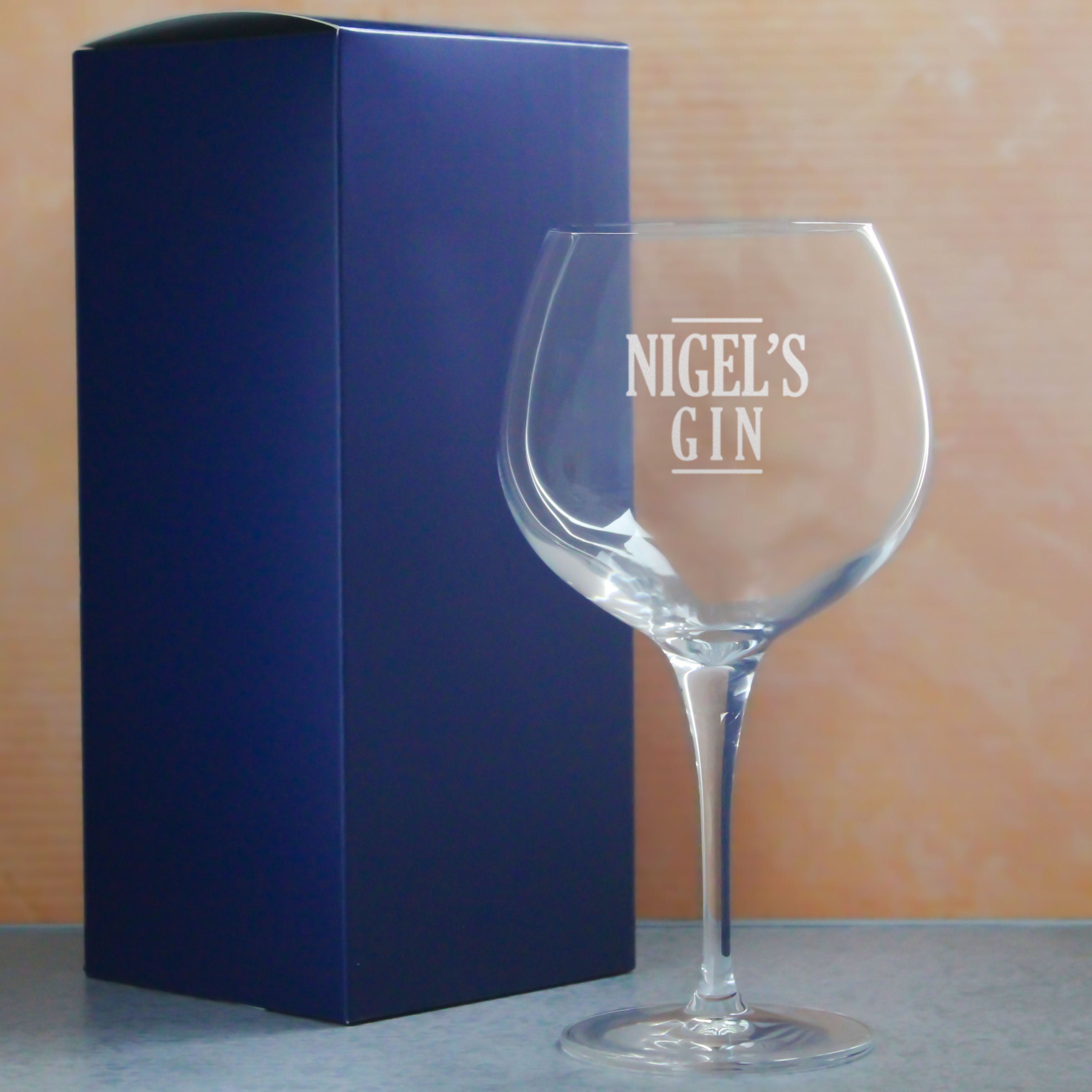 Engraved Primeur Gin Balloon Cocktail Glass with Name's Gin Serif Design, Personalise with Any Name Image 3