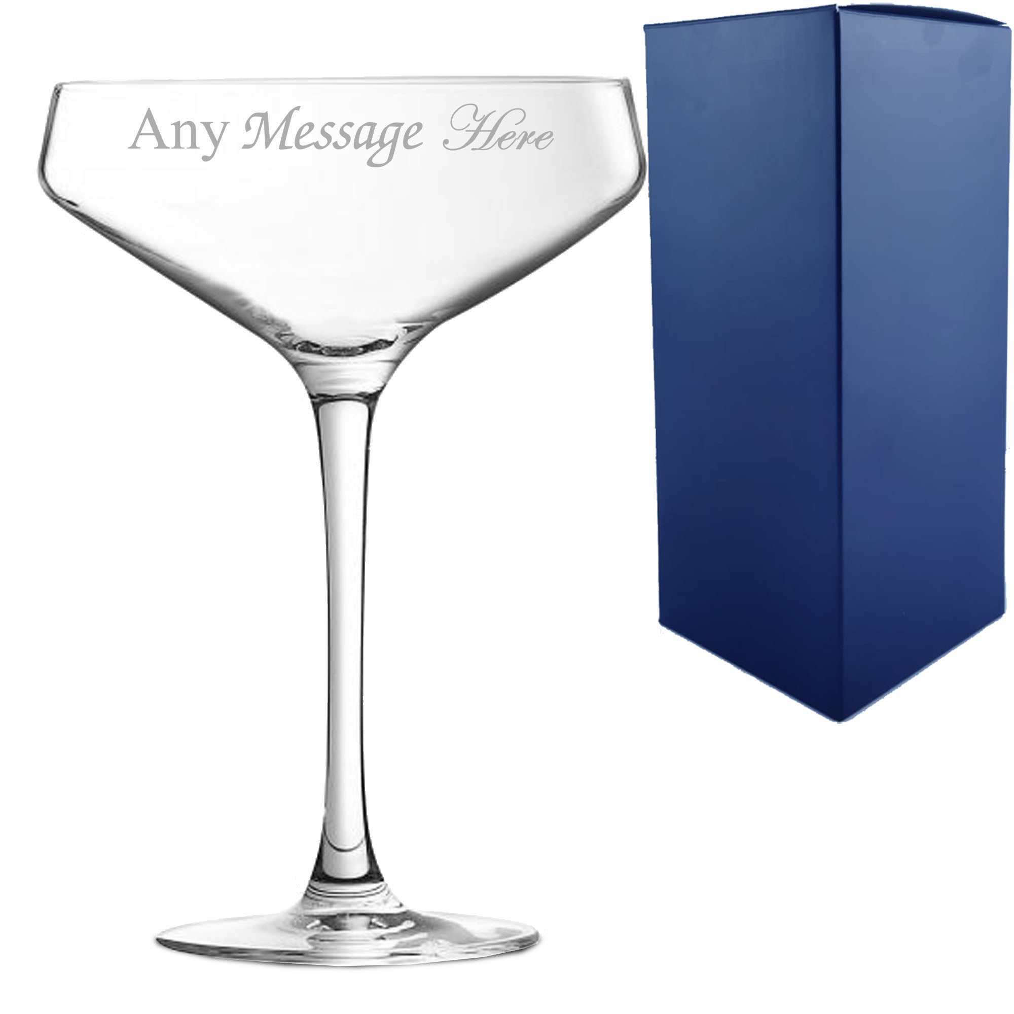 Engraved Cabernet Cocktail Champagne Saucer, Personalise with Any Name or Message Image 2