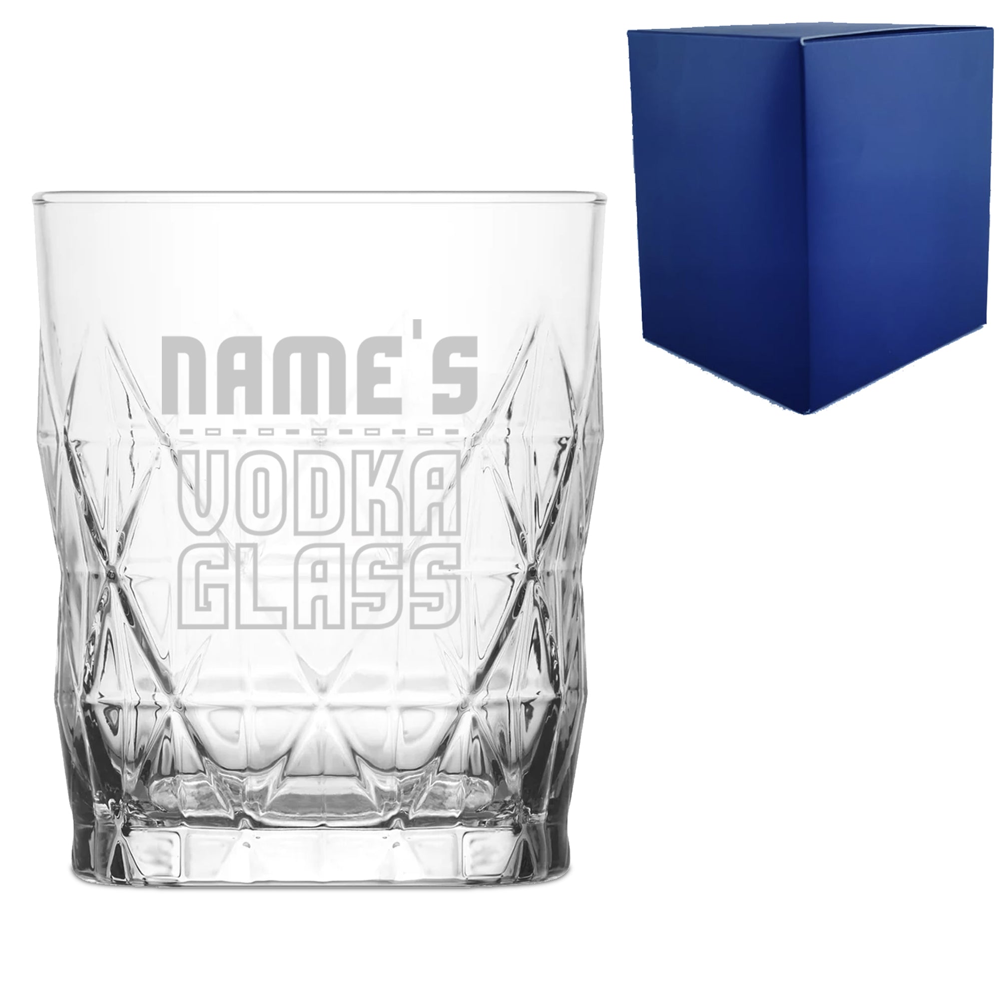 Personalised Engraved Vodka Short Keops Tumbler with 'Name's Vodka Glass' Design Image 2