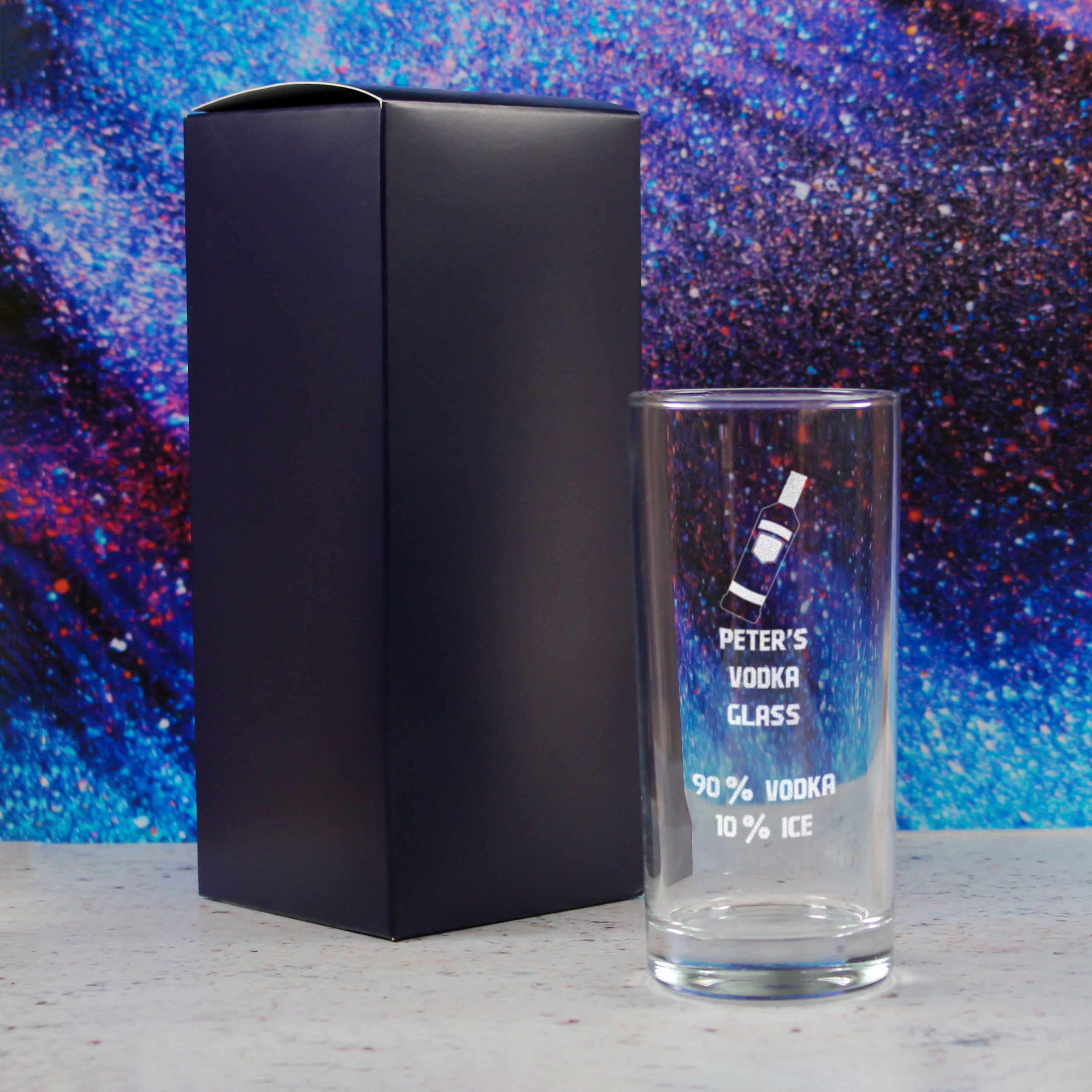 Personalised Engraved Vodka Hiball Tumbler with 'Name's Vodka Glass and Mixer' Design Image 3