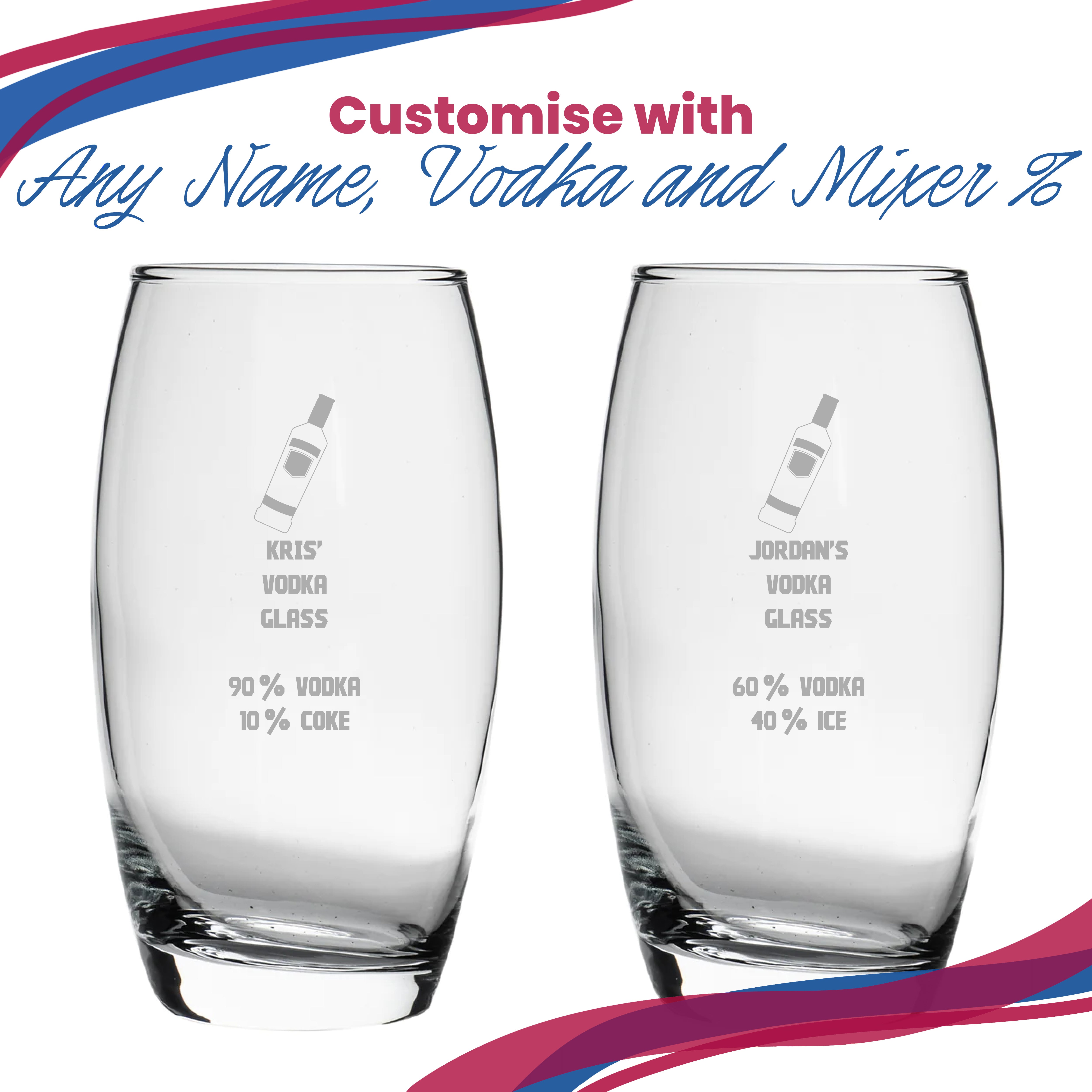 Personalised Engraved Vodka Tondo Hiball with 'Name's Vodka Glass and Mixer' Design Image 5