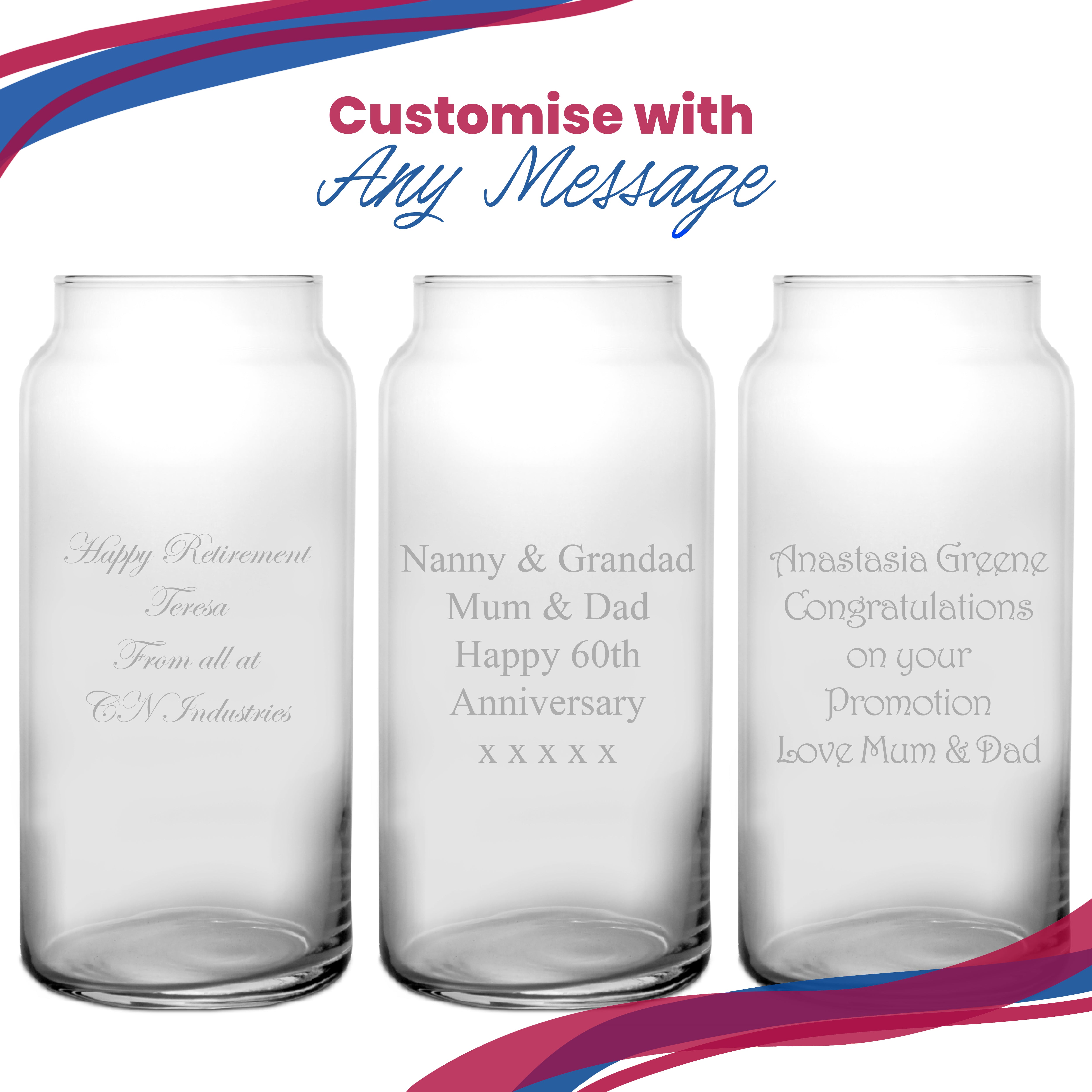 Personalised Engraved 21cm Novo Vase, Customise with Any Message Image 5