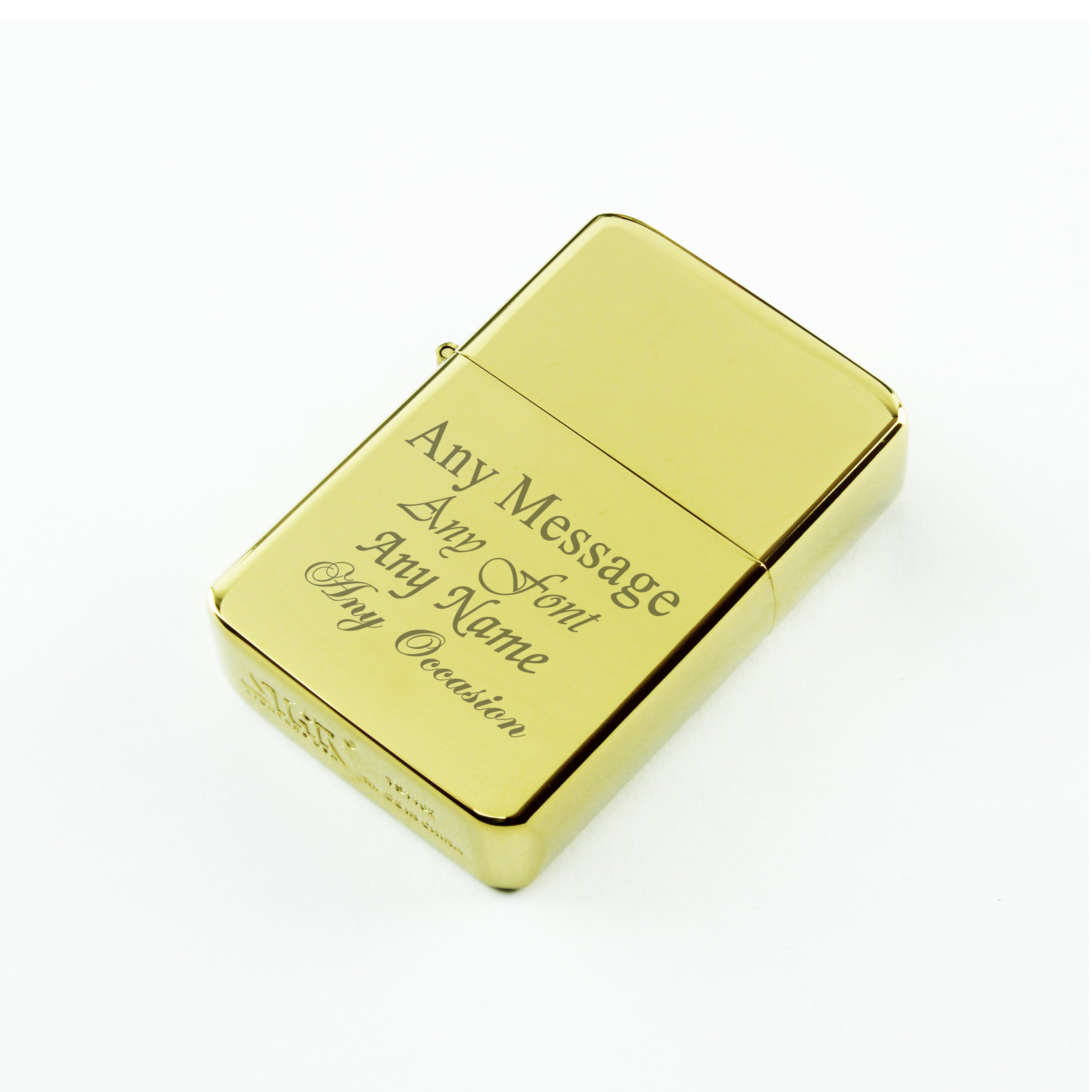 Engraved Gold Painted Lighter, Add Any Comes with Message, Metal Tin Gift Box Image 1