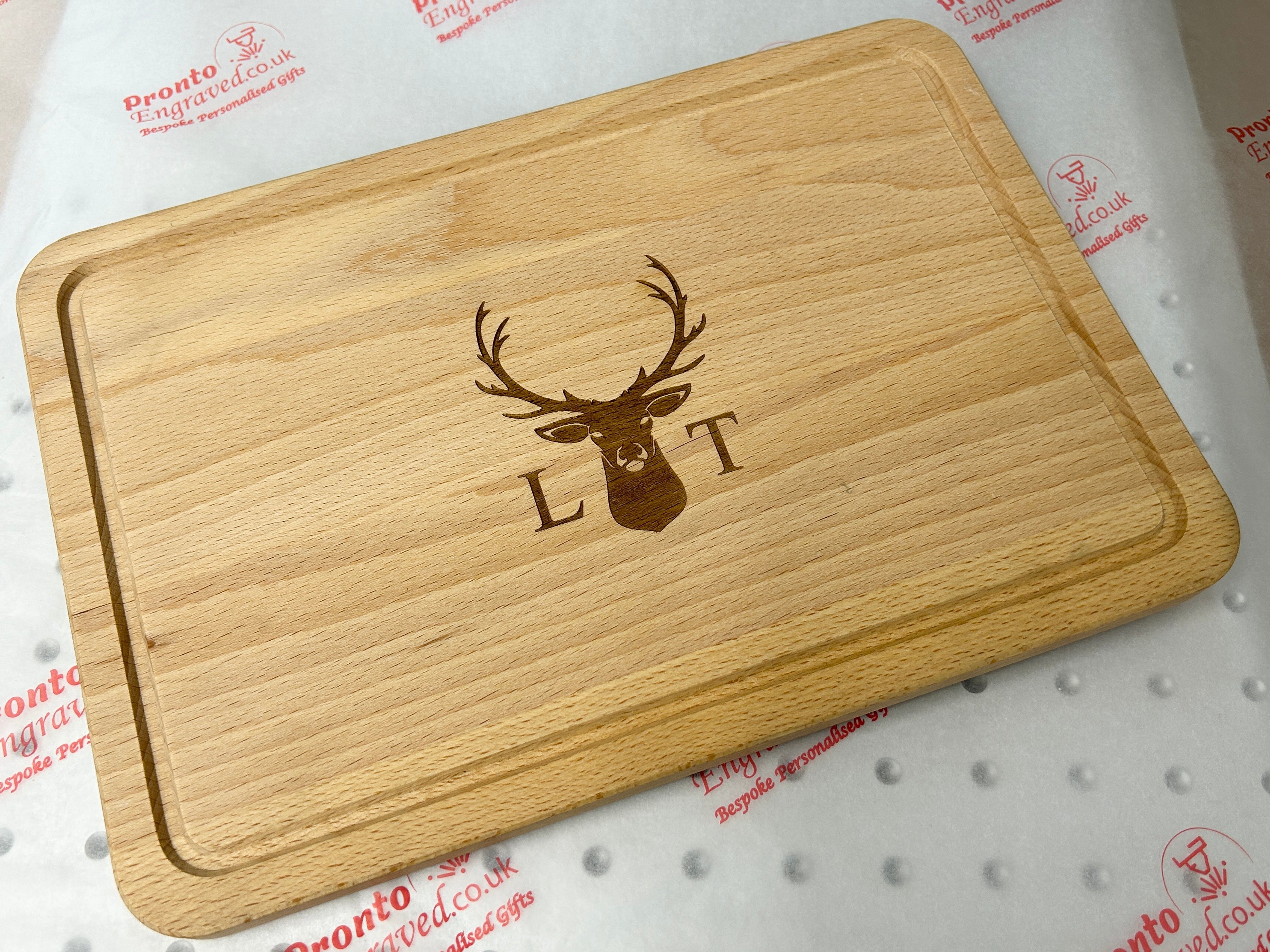 Personalised Chopping Board - Stag and Initials