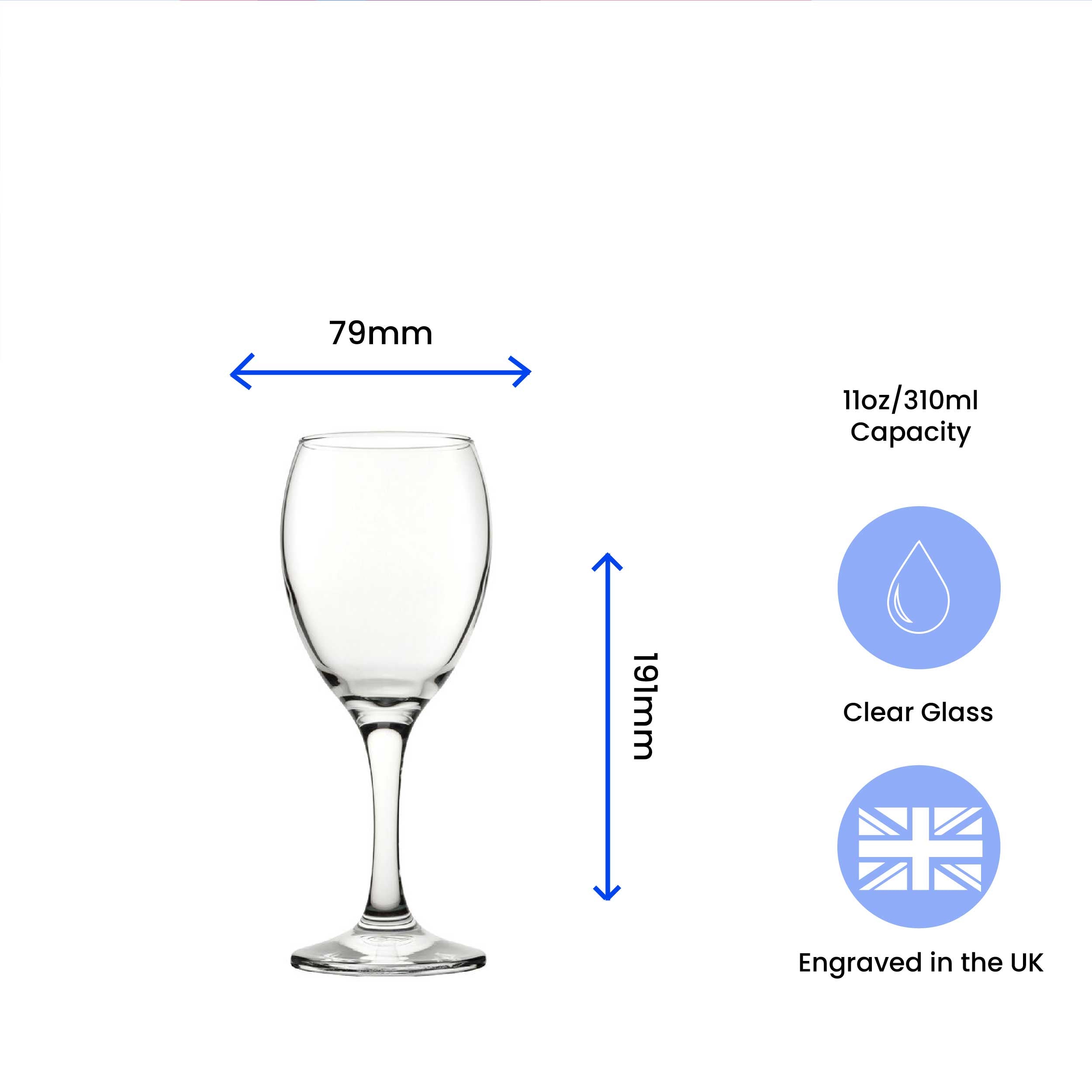 Personalised Engraved Pure Wine Glass with Name's Glass Serif Measurements Design, Customise with Any Name Image 5