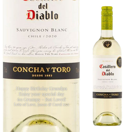 Personalised Casillero Del Diablo Sauvignon Blanc Wine 75cl