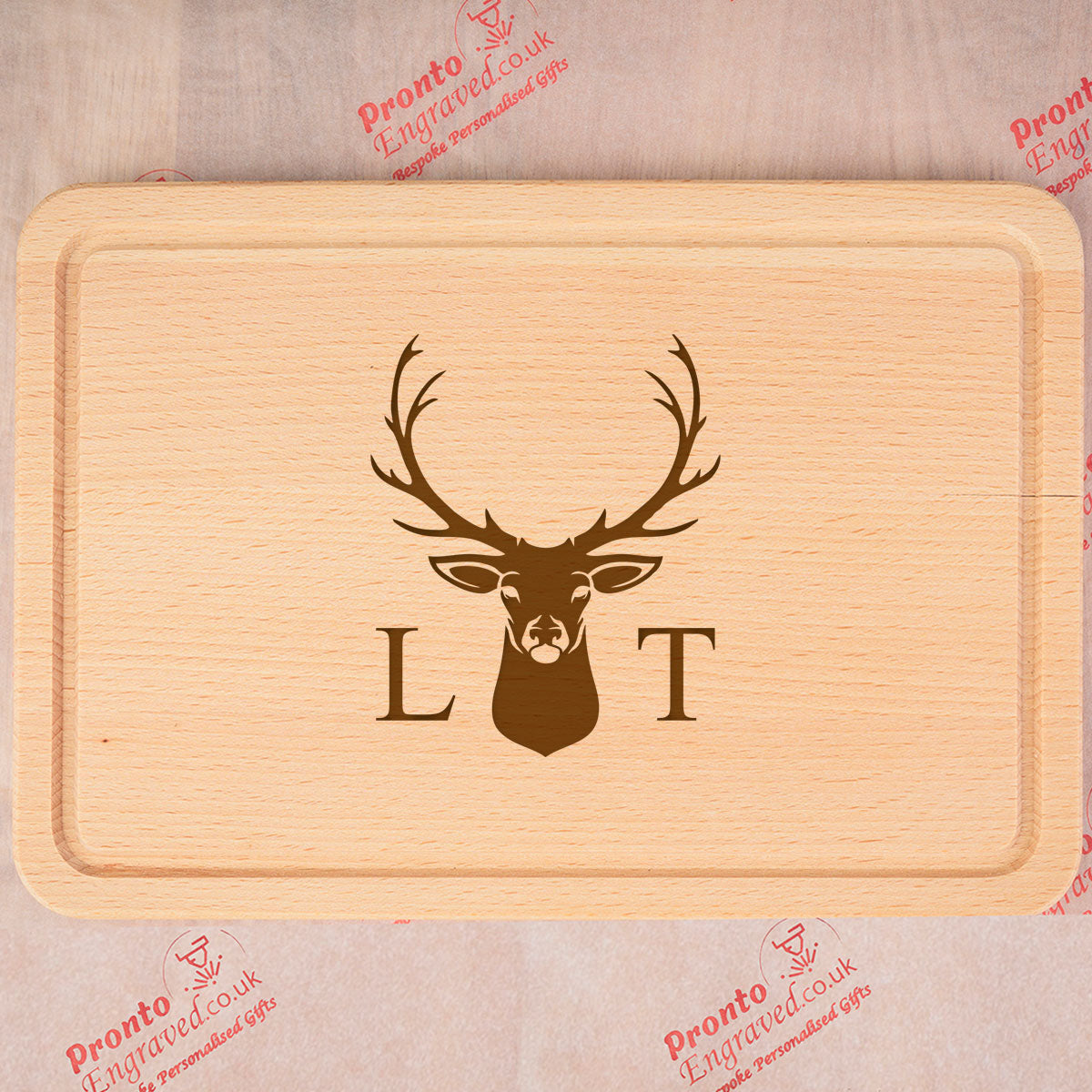 Personalised Chopping Board - Stag and Initials