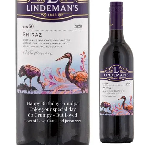 Personalised Lindemans Bin 50 Shiraz Red Wine 75cl