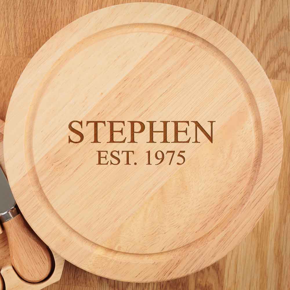 Personalised Luxury Wood Cheeseboard - Name & Est