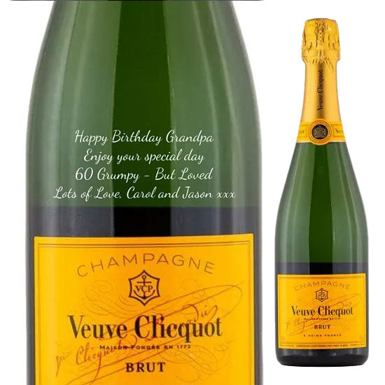 Personalised Veuve Clicquot Yellow Label NV Champagne 75cl