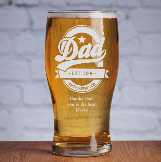 Personalised Dad Tulip Beer Glass - Established