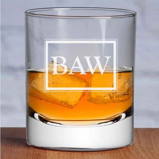 Personalised Monogram Stern Glass Whisky Tumbler