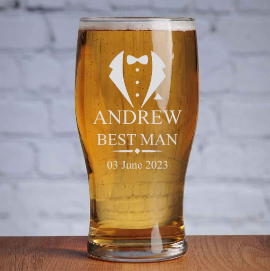 Personalised Wedding Tulip Beer Glass Best Man/Wedding Party